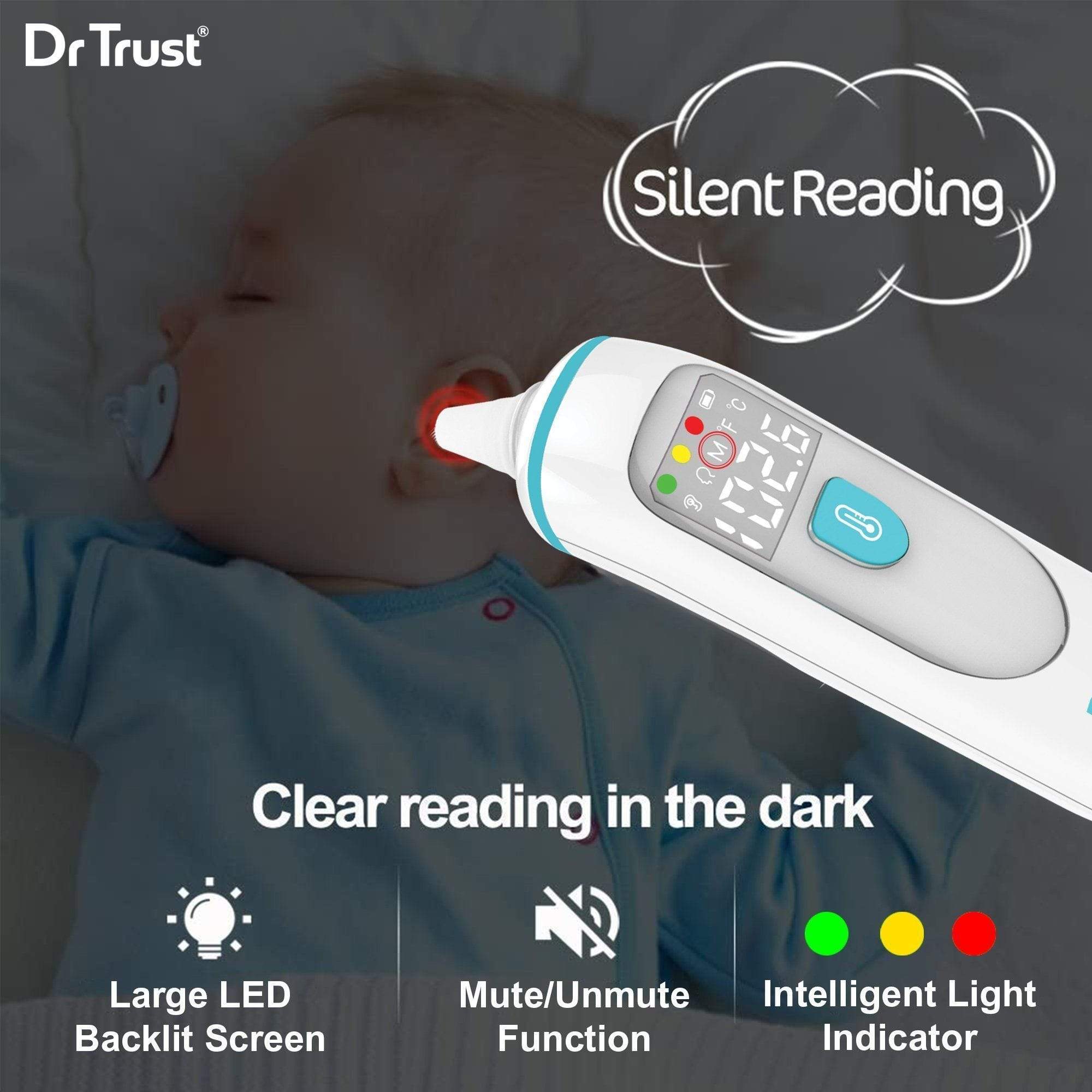 Dr Trust USA Homedoc PRO 602 Non-Contact Infrared Forehead & Ear Thermometer - Fast, Accurate Digital Temperature Reading for Babies, Kids & Adults - Perfect for Home, Travel & Medical Use