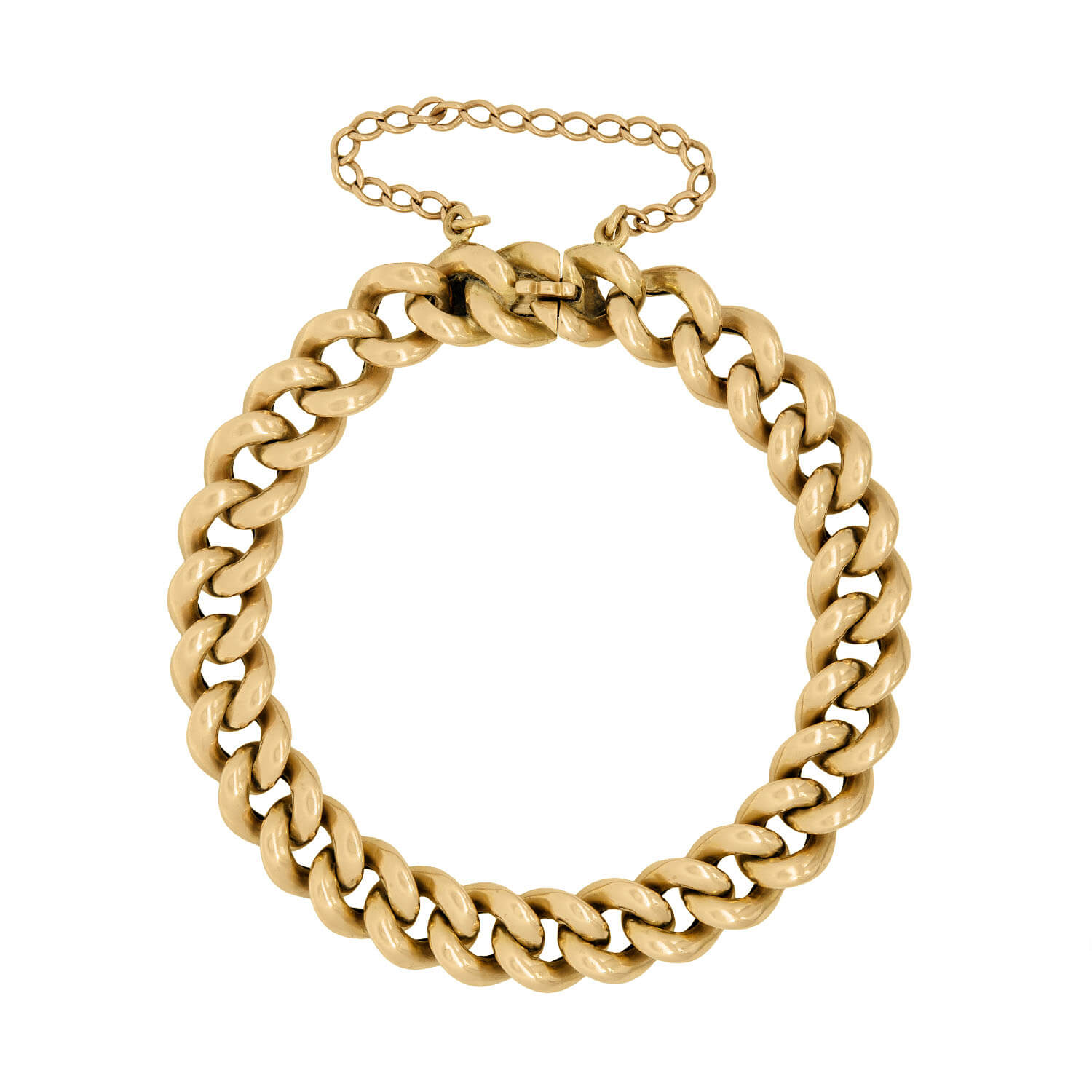 15K Gold English Curb Link Bracelet for Women - Elegant Estate Jewelry for Everyday Wear, Gifts & Special Occasions