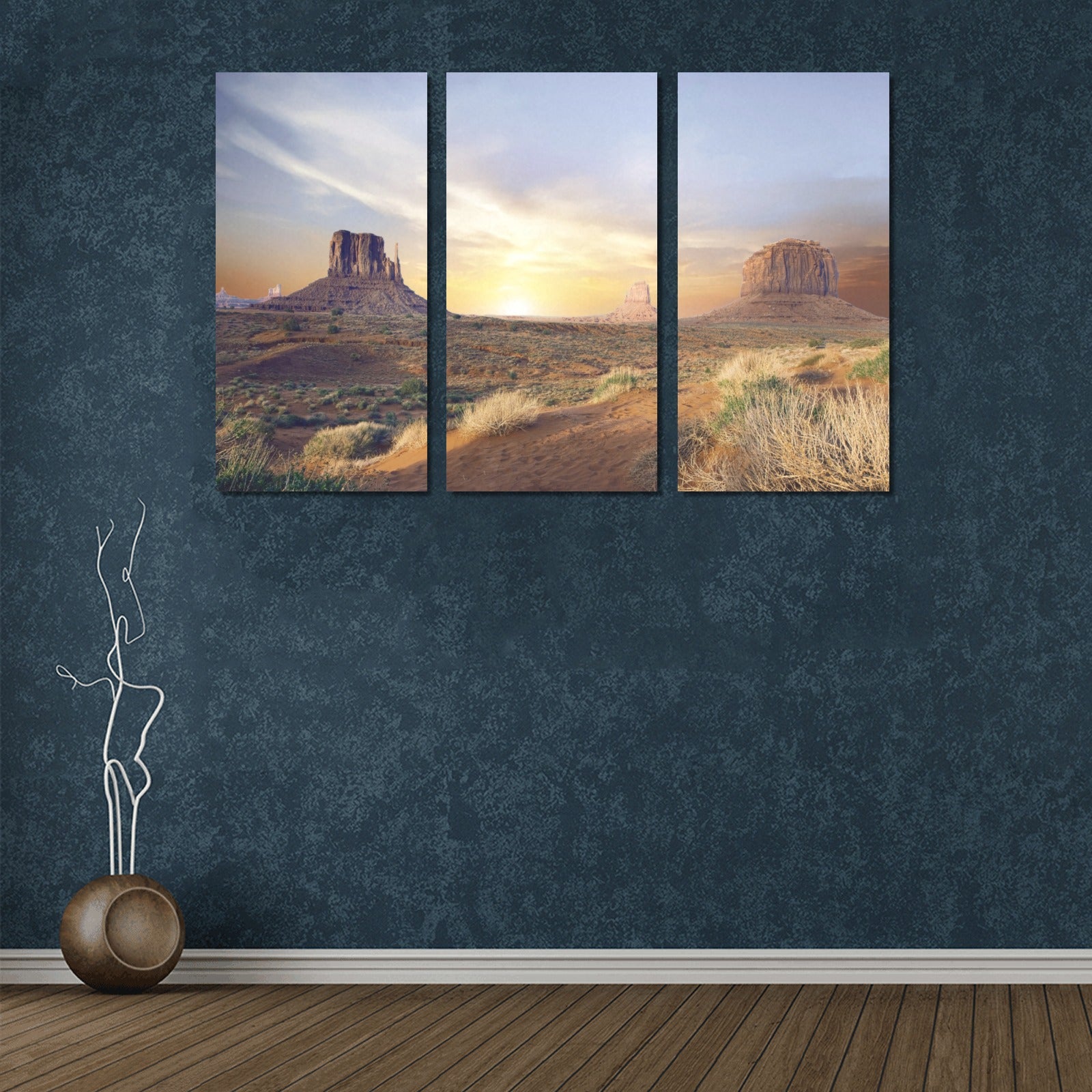 Desert Canyon Framed Canvas Art Prints Set of 3 - Handmade in USA - Perfect for Living Room, Bedroom & Office Wall Decor