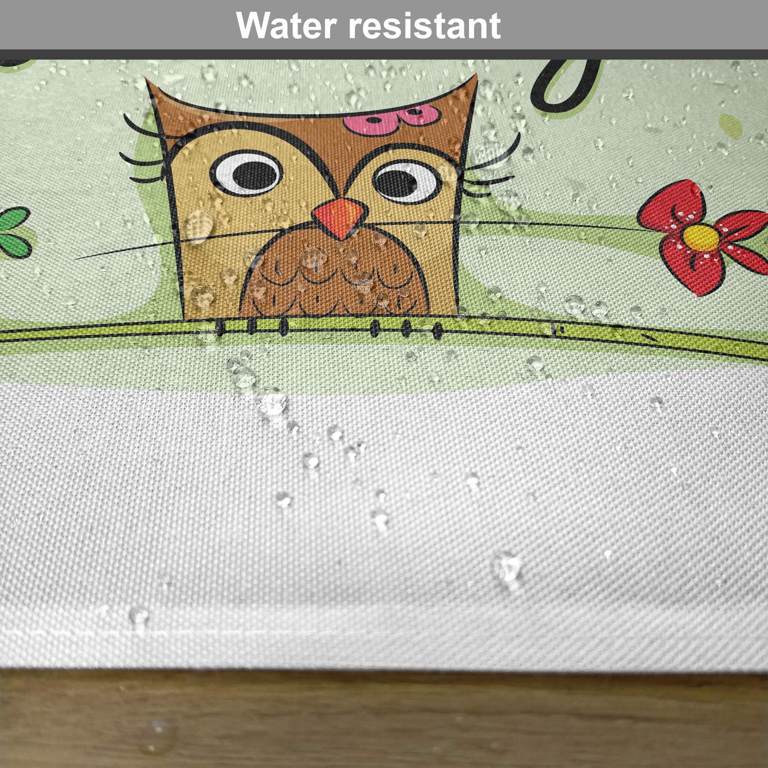 Ambesonne 4-Pack Animal Placemats Set - Cute Bird, Owl, Worm & Sparrow Floral Design with Thank You Message - Washable Fabric Table Mats for Dining Room & Kitchen Decor (Green) - Perfect for Family Dinners, Holiday Gatherings & Everyday Meals