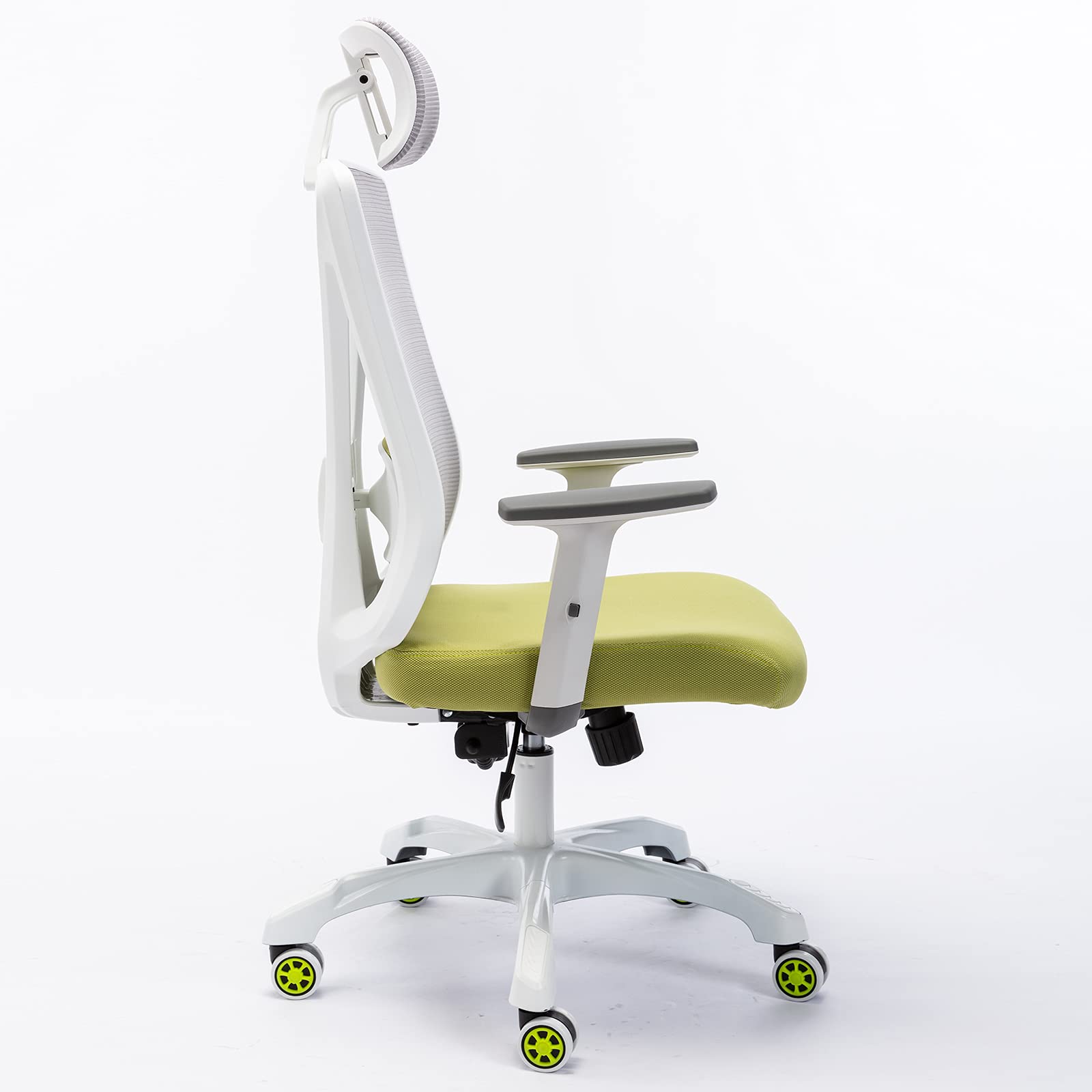 Ergonomic Office Chair with Lumbar & Neck Support - Adjustable Mesh High Back Desk Chair with Padded Seat - Comfortable Computer Task Chair for Women & Adults (Green) - Perfect for Home Office, Gaming & Workspaces