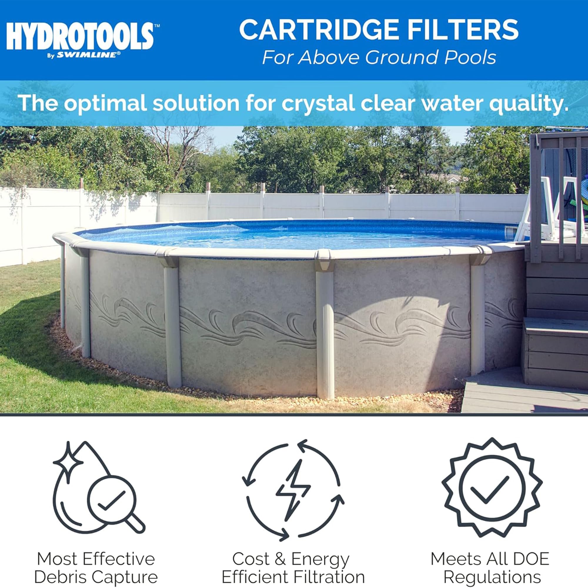 SWIMLINE HYDROTOOLS 8 Sq Ft Above-Ground Pool Cartridge Filter System with 0.3 THP Pump - Ideal for Pools up to 9000 Gallons | Perfect for Backyard Swimming Pools, Summer Water Fun & Easy Pool Maintenance