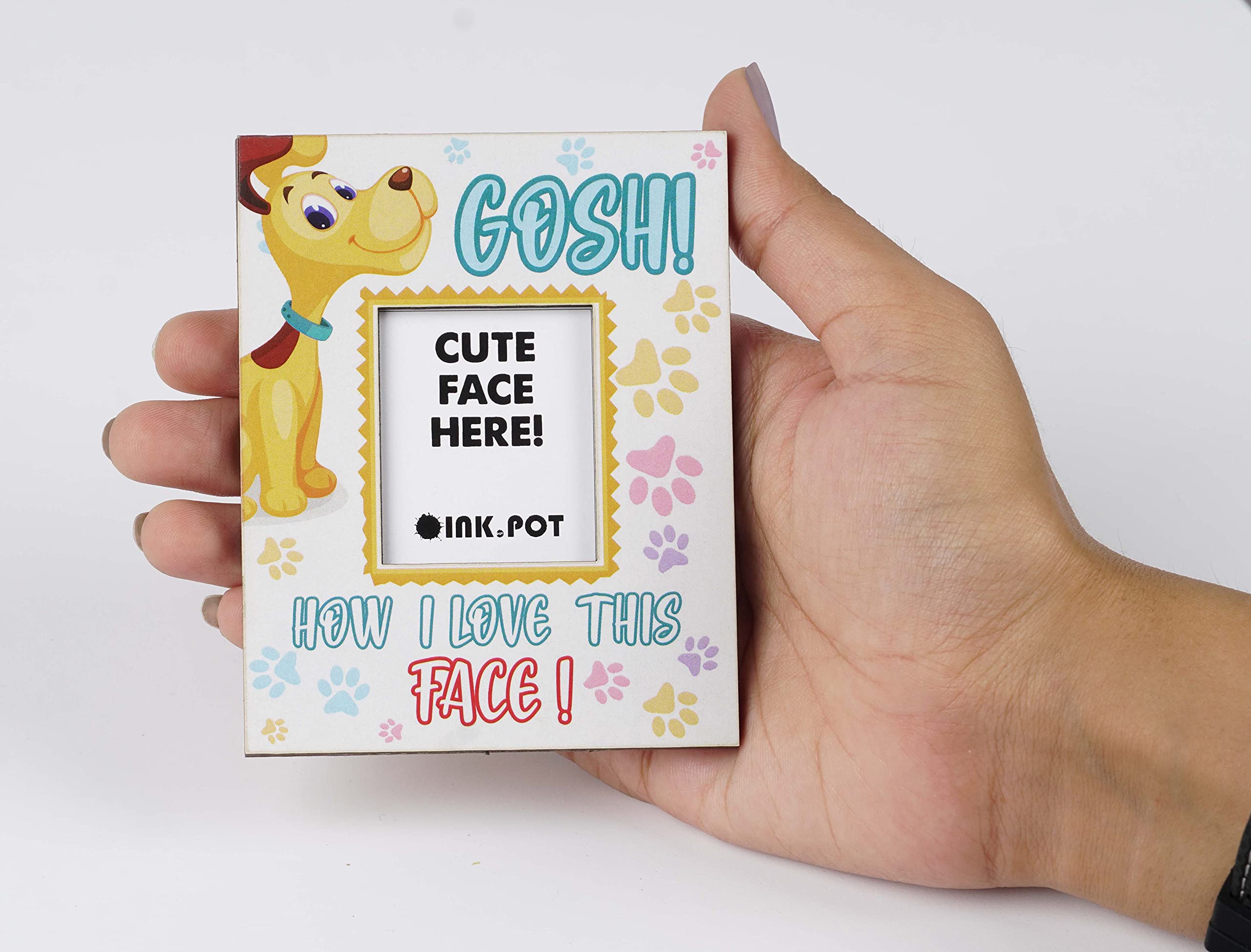 Gosh How I Love This Face Magnetic Photo Frame - Refrigerator Magnet Frame for Pets, Mini Picture Holder - Perfect Gift for Dog Lovers (10x8cm) - Ideal for Kitchen Decor, Office Memories & Pet Photo Displays