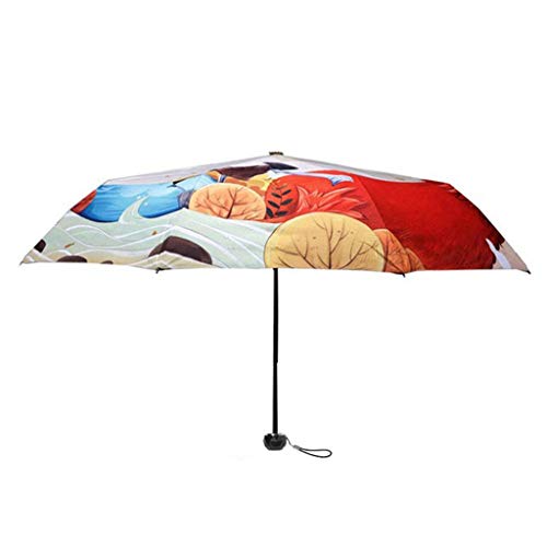 Cute Fox Girl Illustration UV Protection Parasol - Silver Glue Sunscreen Umbrella for Sun & Rain - Perfect for Outdoor Events, Beach, and Summer Fashion