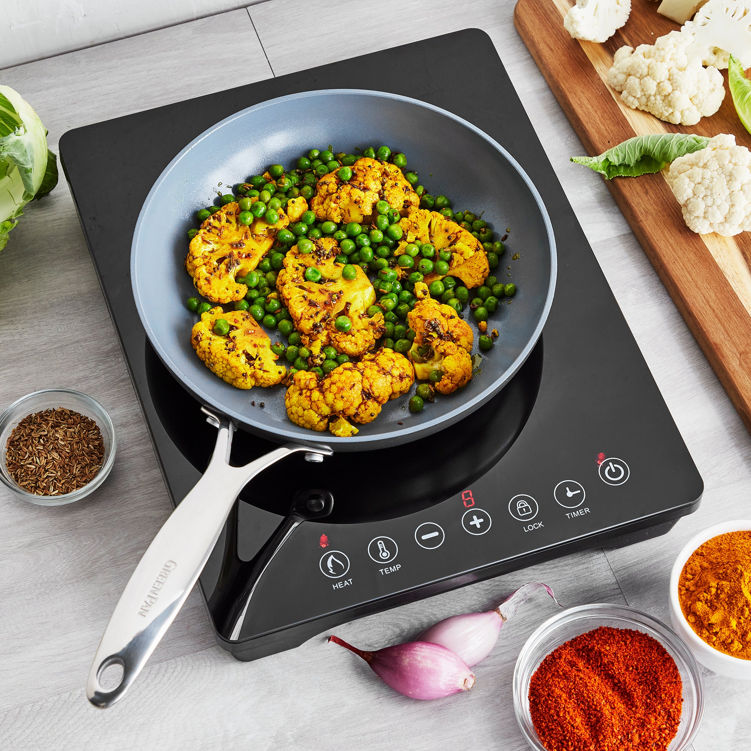 GreenPan 1800 Watts Induction Cooktop - Portable Electric Stove for Fast & Energy Efficient Cooking - Perfect for Small Kitchens, Dorms, RVs & Outdoor Use