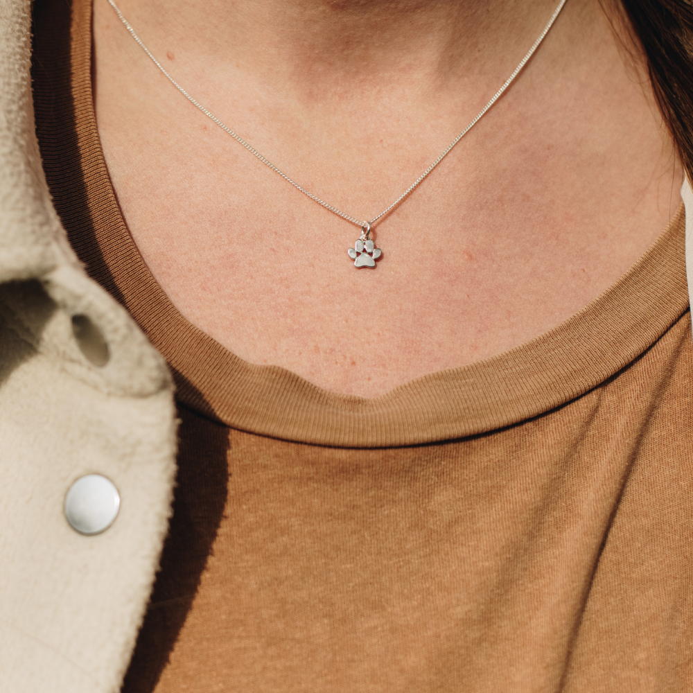 Dog Paw Charm Necklace - Sterling Silver Pet Memorial Jewelry for Dog Lovers - Perfect for Everyday Wear, Gifts & Remembrance