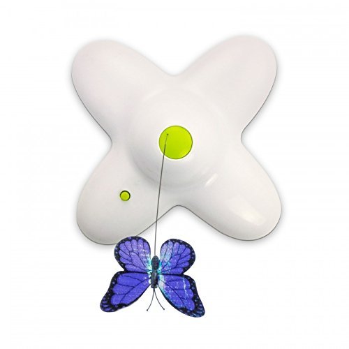 ALL FOR PAWS Interactive Cat Teaser Toy with Catnip - Flutter Bug Wand Toy for Kittens & Adult Cats - Fun Playtime & Exercise (Shiny Butterfly Design) - Perfect for Indoor Play, Bonding & Stimulation