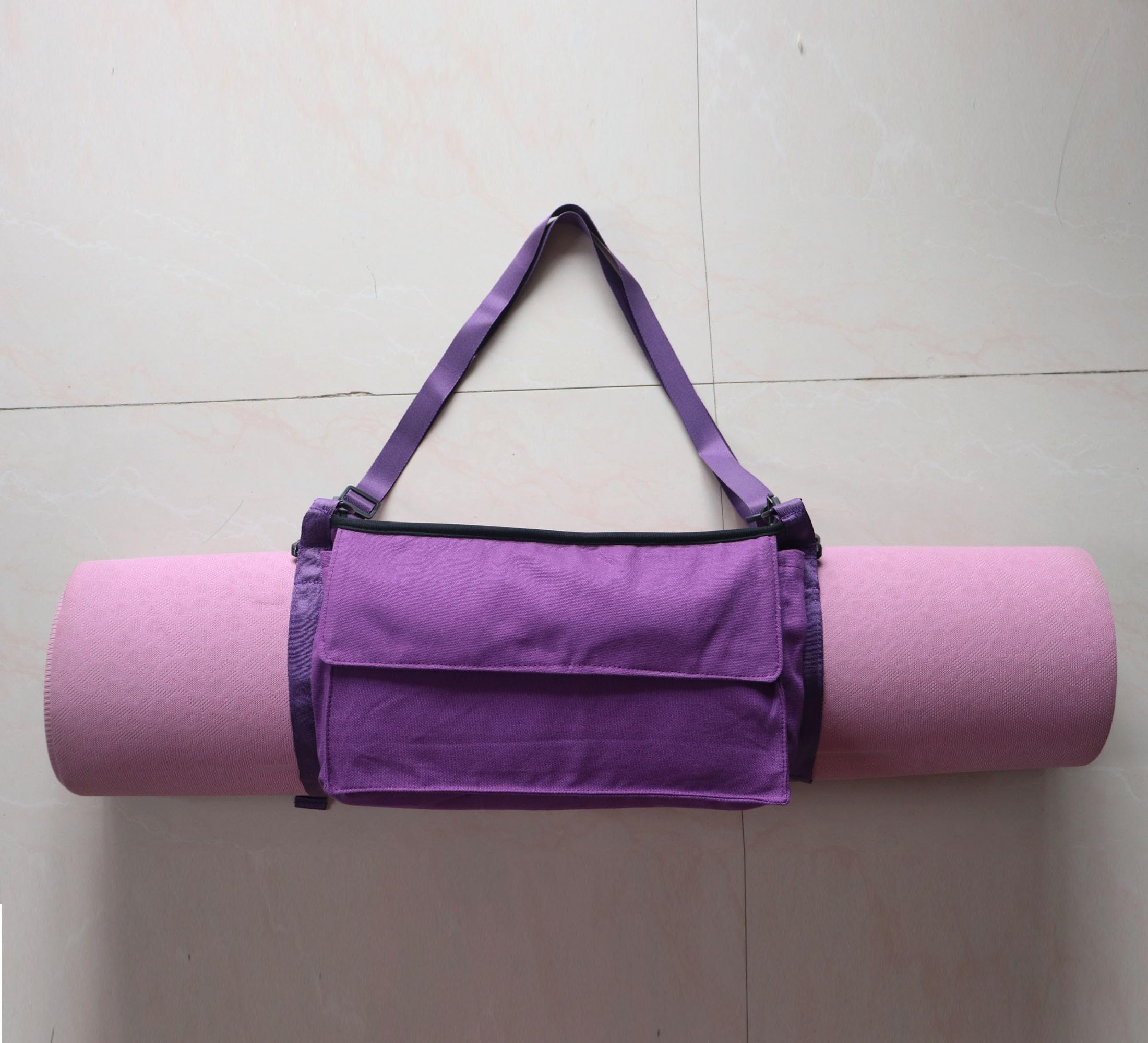 Premium Yoga Mat Carrier Strap with Shoulder Bag - Large Zippered Compartment for Secure Storage | Perfect for Yoga, Pilates, Gym & Travel Accessories