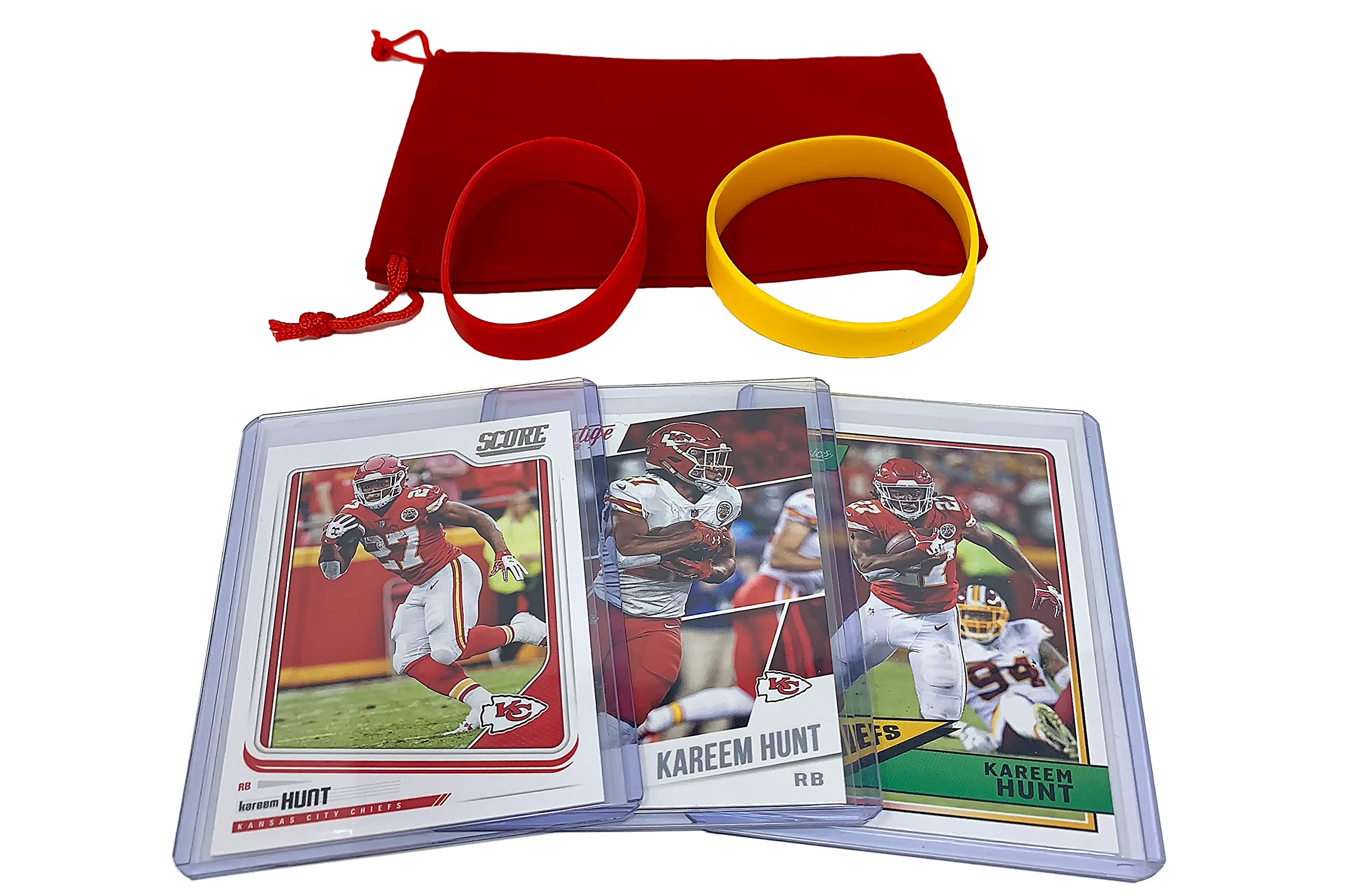Kareem Hunt Kansas City Chiefs Football Trading Cards (3-Pack) - NFL Collectible Gift Set for Fans & Sports Memorabilia Enthusiasts - Perfect for Autographs, Display, and Trading