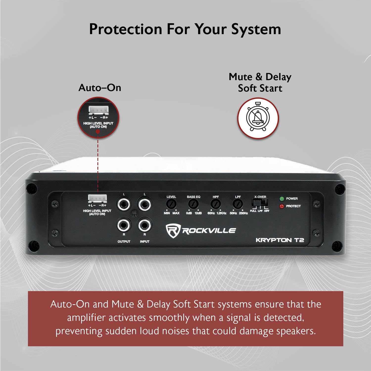 Rockville KRYPTON T2 2800W 2-Channel 2-Ohm Car Amplifier - Dyno-Certified MOSFET Power with Adjustable Crossover & Remote Control - High-Performance for Car Audio, Subwoofers, and Bass Systems - Ideal for Car Enthusiasts and Professional Installations