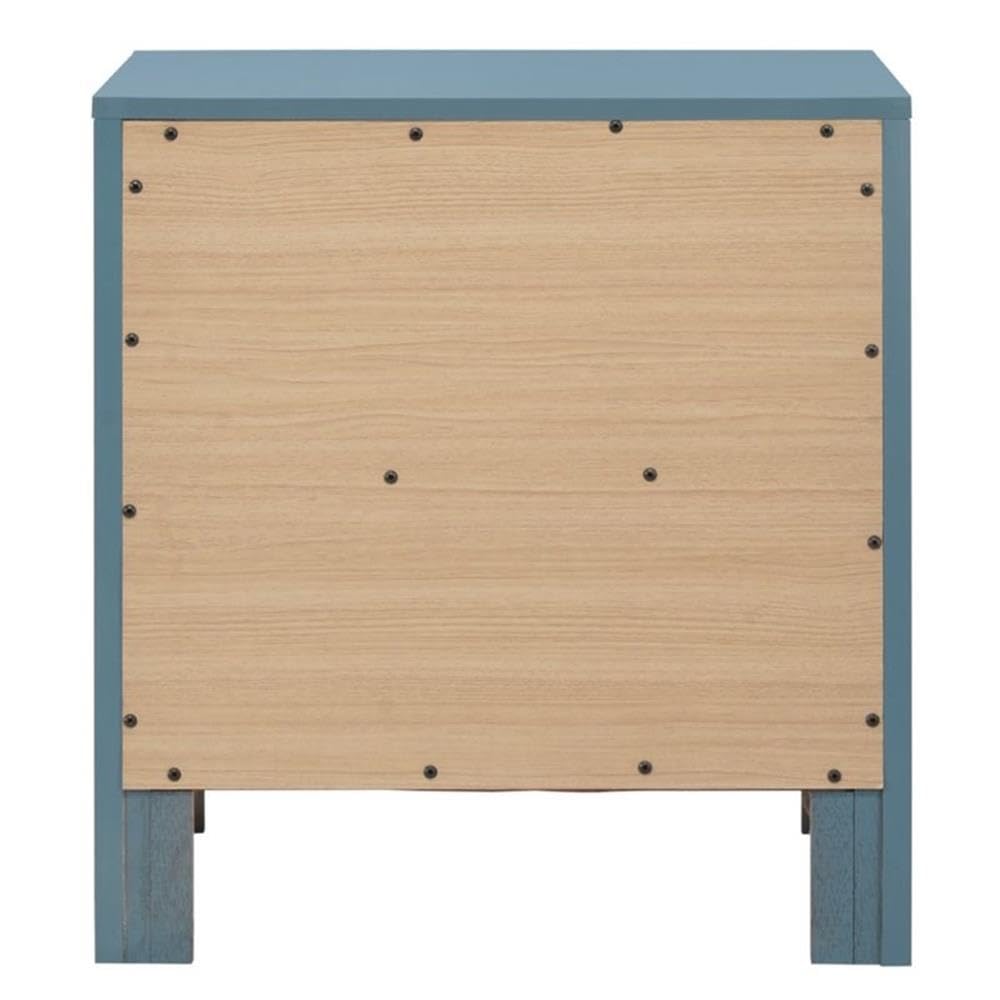 Glory Furniture Burlington 2-Drawer Nightstand in Teal - Modern Bedside Table for Bedroom Storage & Organization