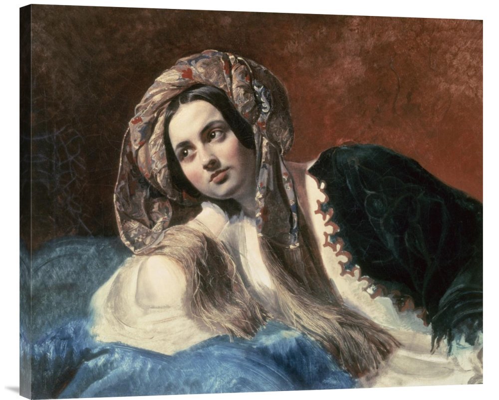 Karl Pavlovic Briullov Turkish Woman Canvas Wall Art Print - Gallery Wrapped Giclee Reproduction - Home & Office Decor, Living Room, Bedroom Wall Art