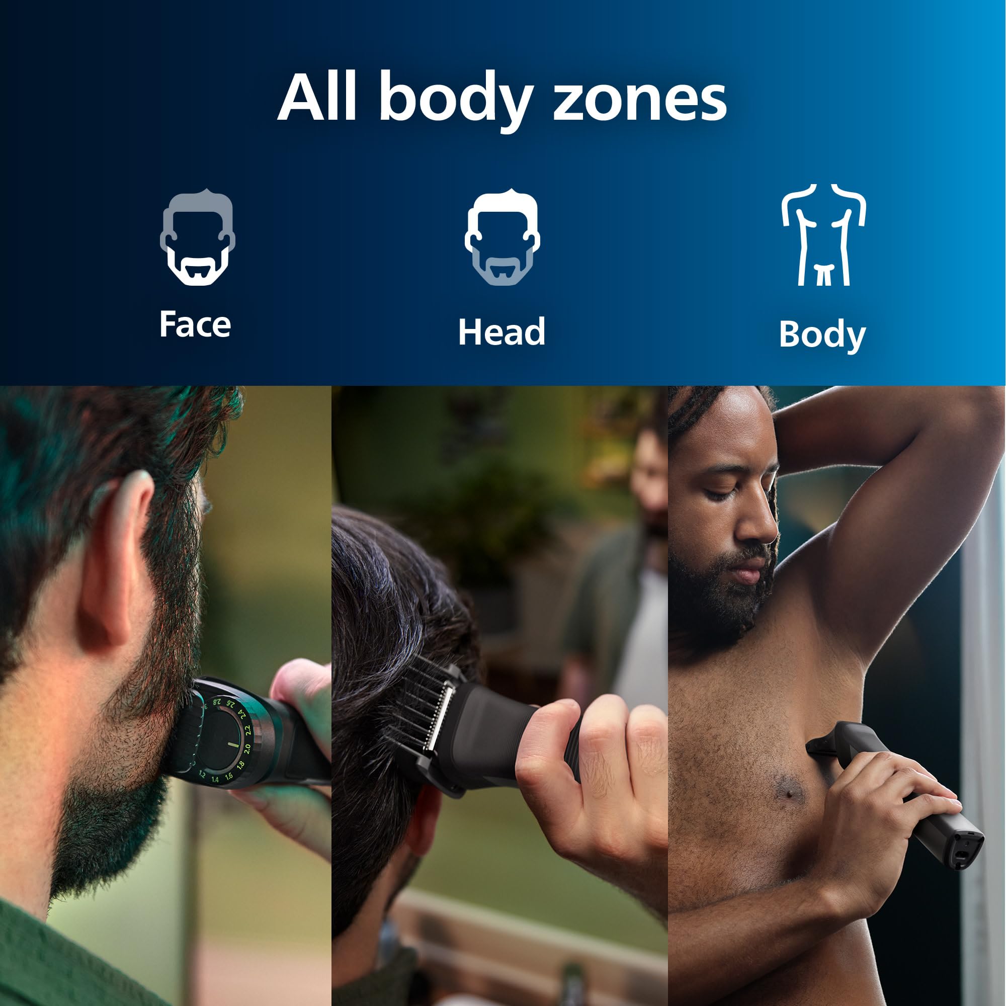 Philips Multi Groomer All-in-One Trimmer Series 7000 (MG7960/28) - Men's Grooming Kit for Beard, Hair, Body & Nose - No Blade Oil Needed - Perfect for Travel, Home & Gym Use