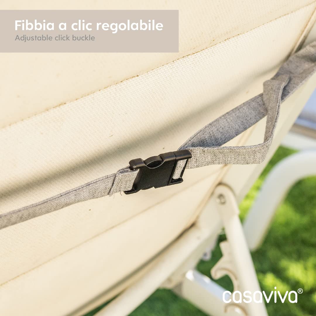 Casaviva® Recycled Cotton Blend Cushion for Sun Lounger & Bed - Hemp Effect, Made in Italy, Removable Cover with Extra Filling (Nursery Cushion, Grey) - Perfect for Outdoor Patio, Poolside Relaxation & Nursery Decor