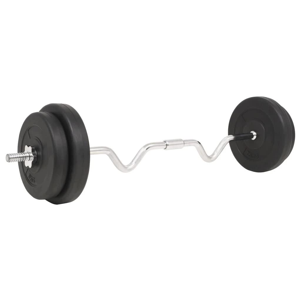 vidaXL 66.1 lb Barbell Weight Set for Home Gym - Olympic Weight Plates & Bar for Strength Training, Weightlifting, Fitness Workouts for Men & Women | Perfect for Home Gym, CrossFit, and Strength Building