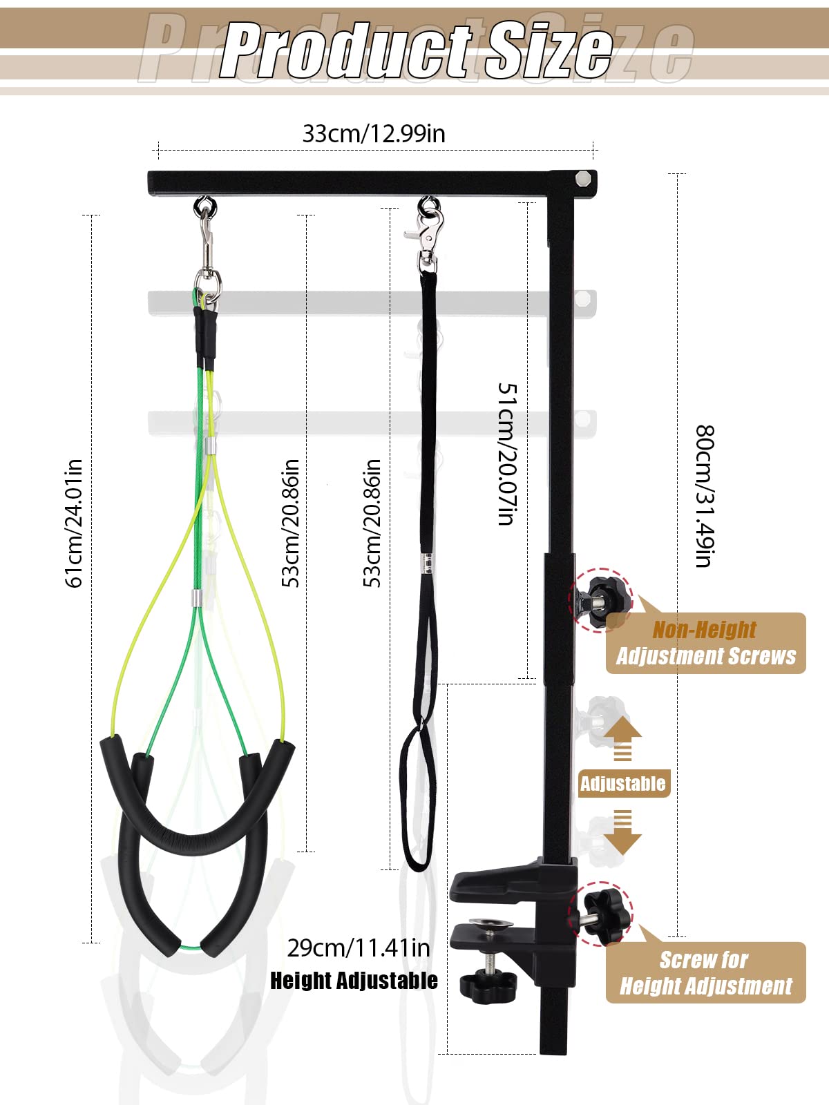 Foldable Pet Dog Grooming Arm with Clamp - Adjustable Grooming Loop Noose & No-Sit Haunch Holder for Professional Dog Grooming - Perfect for Grooming Salons, Pet Shops & Home Use (Single Arm)