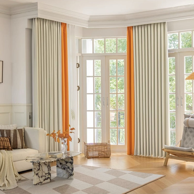 Hana Chic Color Blocking Blackout Soundproof Thermal Insulated Curtains for Bedroom & Living Room - Noise Reducing, Energy Saving, Light Blocking Window Treatment for Home & Office