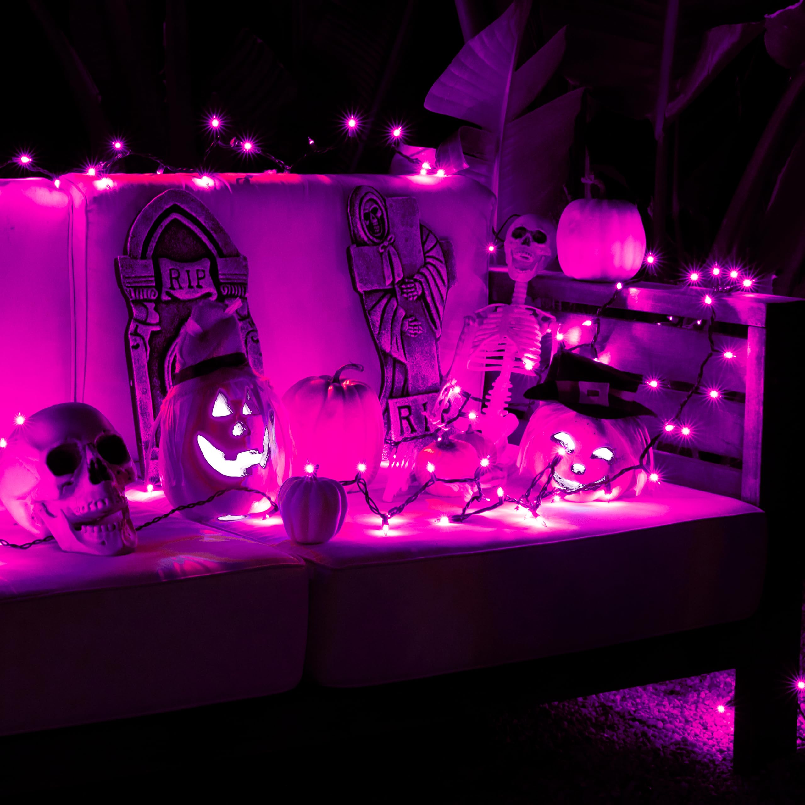 Purple Halloween String Lights - 20ft 100 LED for Party & Mardi Gras Decor