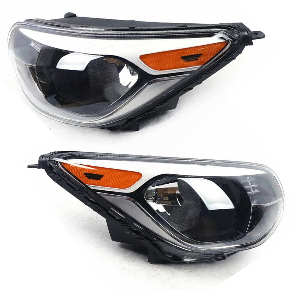 Kia Soul Headlights Pair Set - Clear Lens Halogen Projector Headlamp Assembly Compatible with 2014-2019 Kia Soul (Driver & Passenger Side) | Perfect for Night Driving & Foggy Conditions