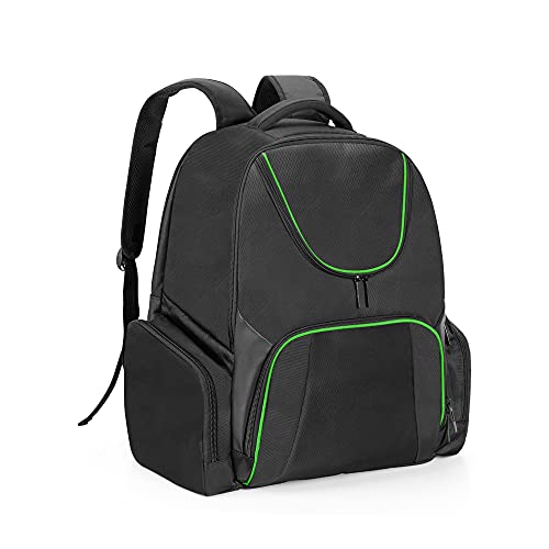 Premium Gaming Backpack for PS5, PS4 & PS4 Pro - Travel Carrying Case with Multiple Pockets for Controllers, Headsets & Accessories | Durable Green Stripe Design (Bag Only) | Perfect for Gaming Events, Travel & Daily Commute