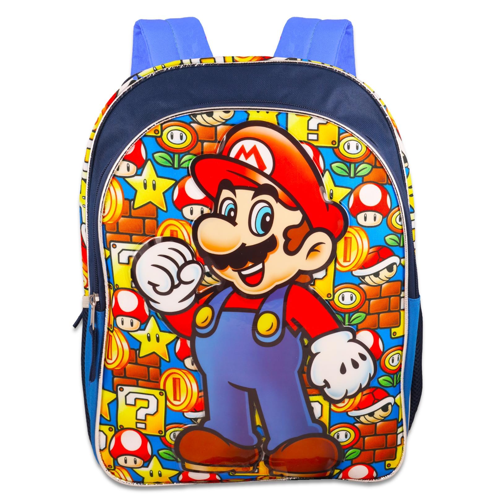 Nintendo Super Mario Backpack Set for Boys Age 4-6 - 16 Inch Kids Backpack with Water Bottle, Stickers & Accessories | Perfect for School, Travel & Gaming Fans