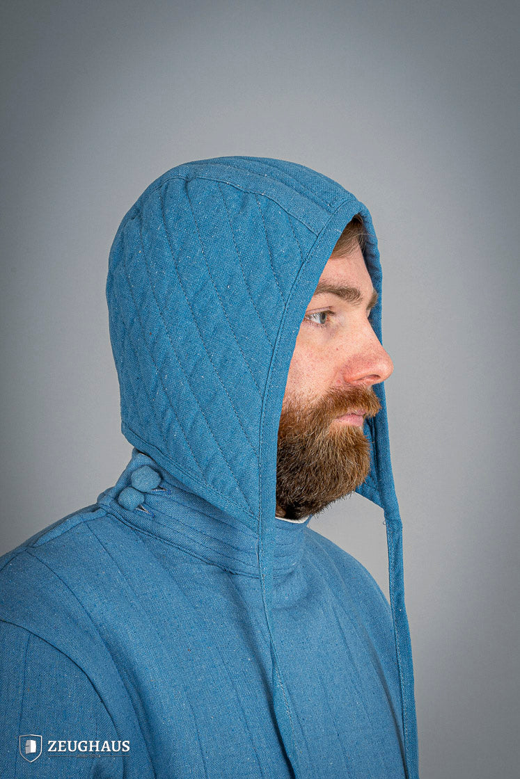 Blue Padded Coif - Medieval Helmet Liner for LARP, Reenactment & Cosplay - Comfortable & Protective Headgear