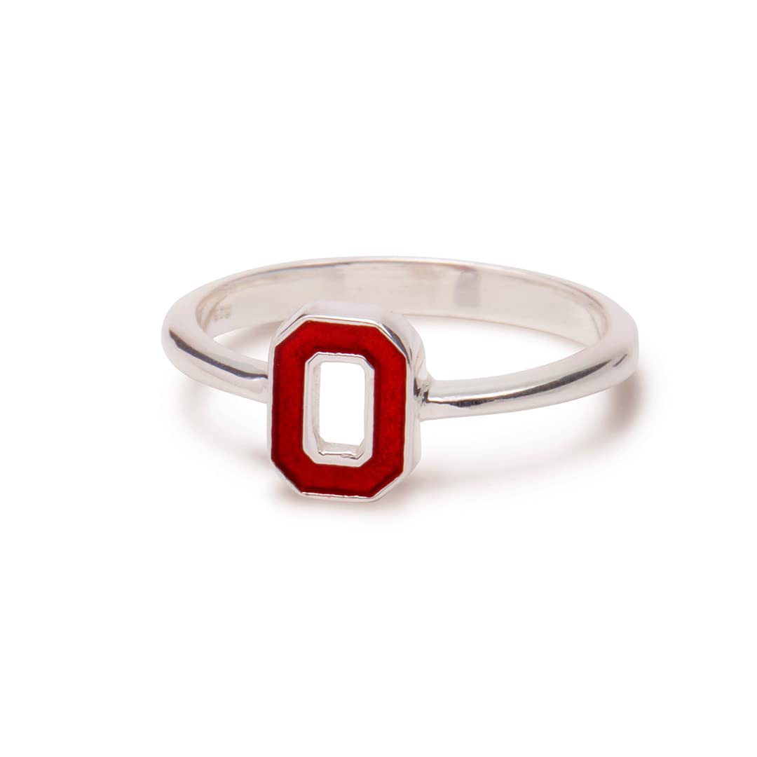 Ohio State University Ring - Sterling Silver Block O Logo Jewelry for Men & Women | OSU Buckeyes Gift | Elegant Scarlet O Design for Graduation, Game Day & Alumni Pride