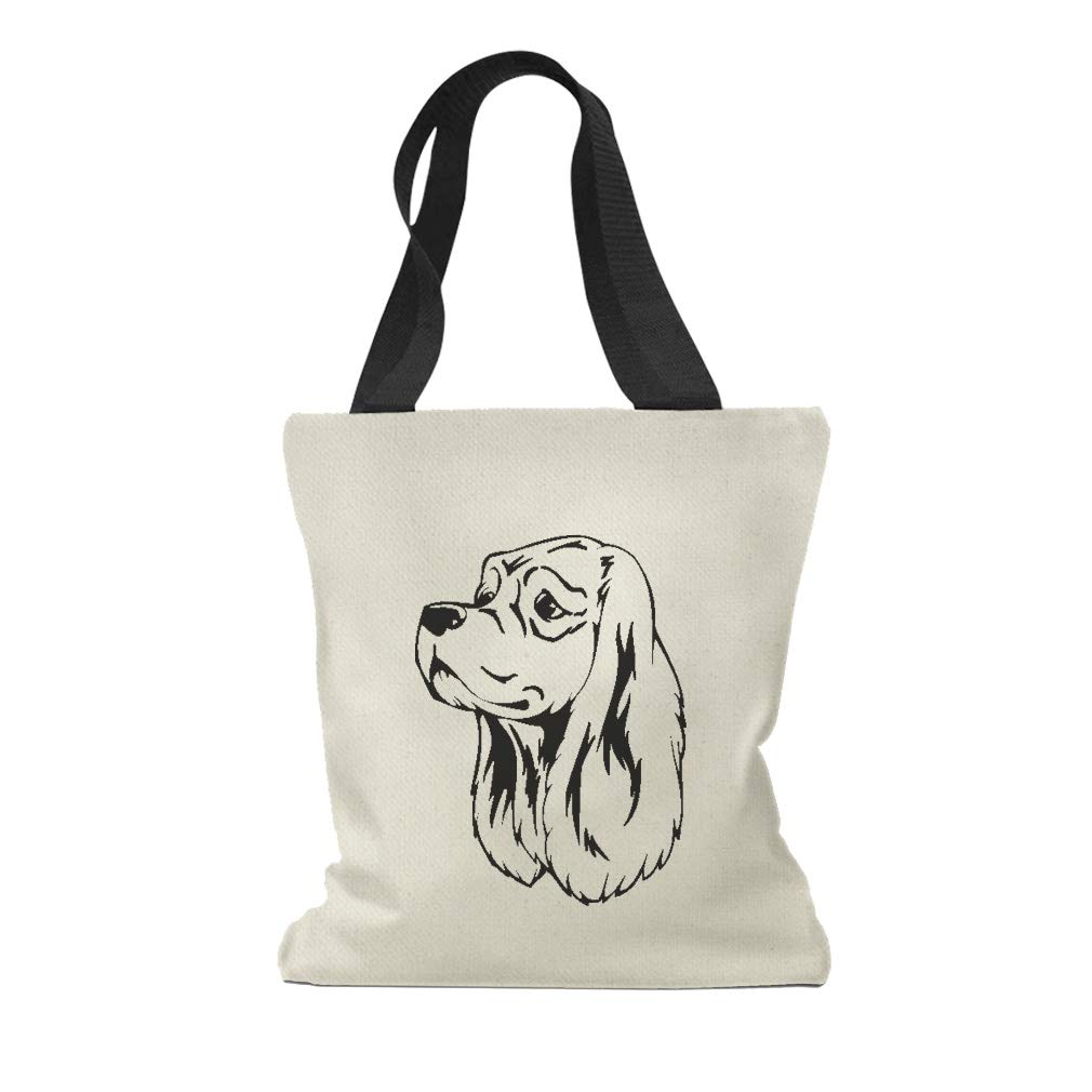 Custom Printed Canvas Tote Bag - American Cocker Spaniel Dog Design - Eco-Friendly Reusable Shopping & Beach Bag for Women - Perfect for Groceries, Travel, and Daily Use