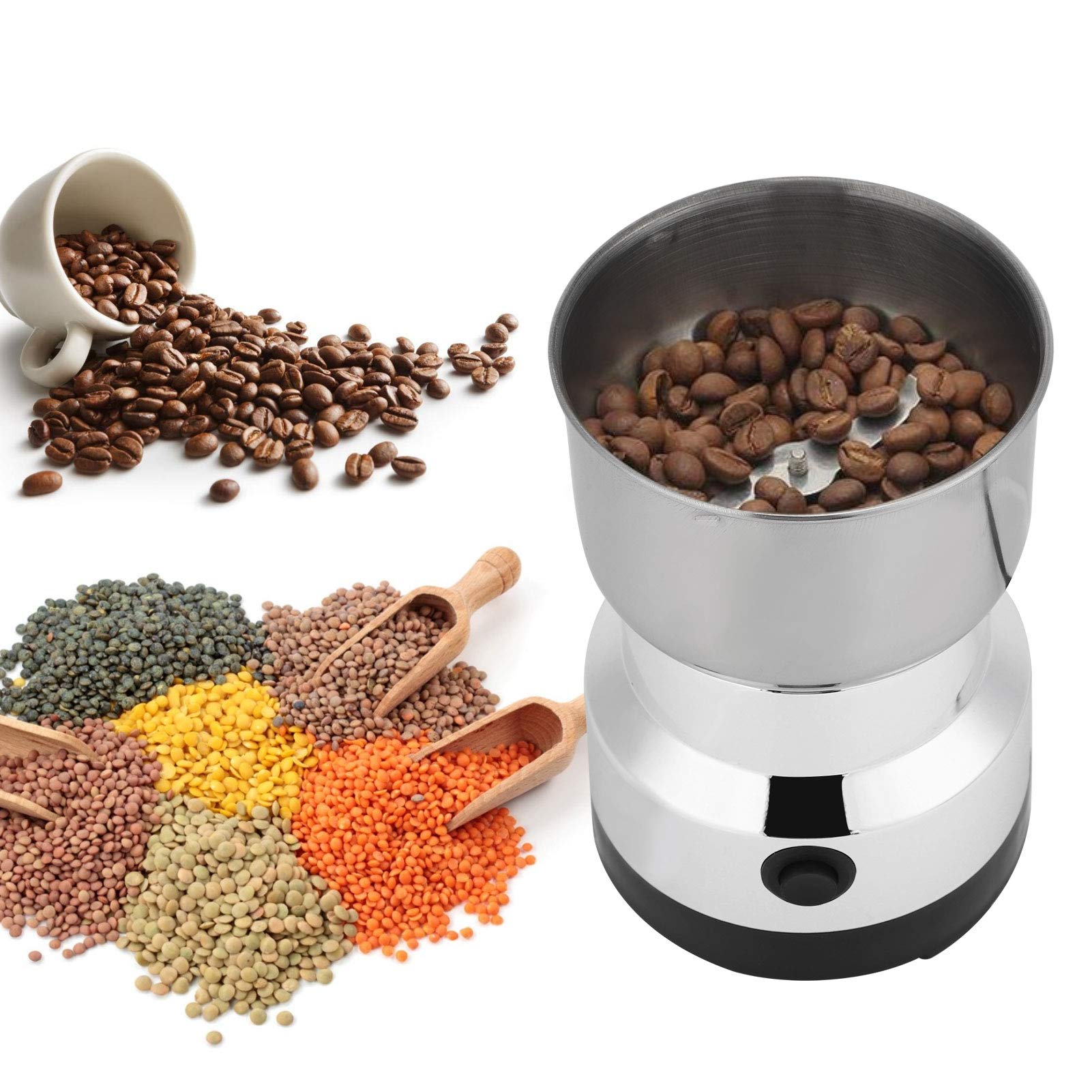 Premium Electric Coffee Grinder 100-200W - Multifunctional Kitchen Mill for Grains, Nuts, Beans & Spices - Fast & Quiet US Plug 110V - Perfect for Home Brewing, Baking & Cooking