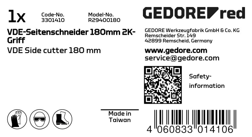 VDE Certified 180mm Side Cutter with 2C Ergonomic Handle - Professional Wire Cutting Tool for Electricians, DIY Projects & Industrial Use