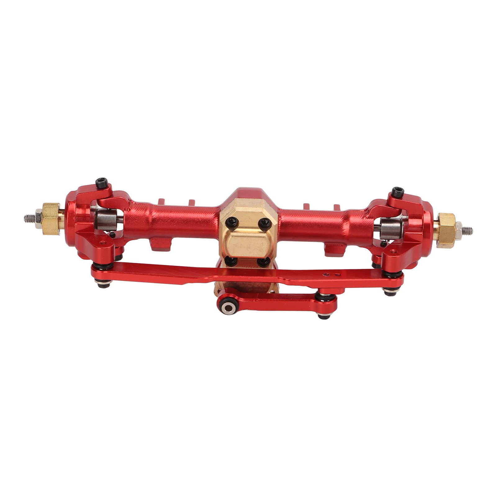 Aluminum Alloy & Brass RC Front Axle Assembly for Axial SCX24 AXI90081 1/24 Scale Crawler Truck - Red | Durable Off-Road Upgrade for Rock Crawling & Trail Adventures