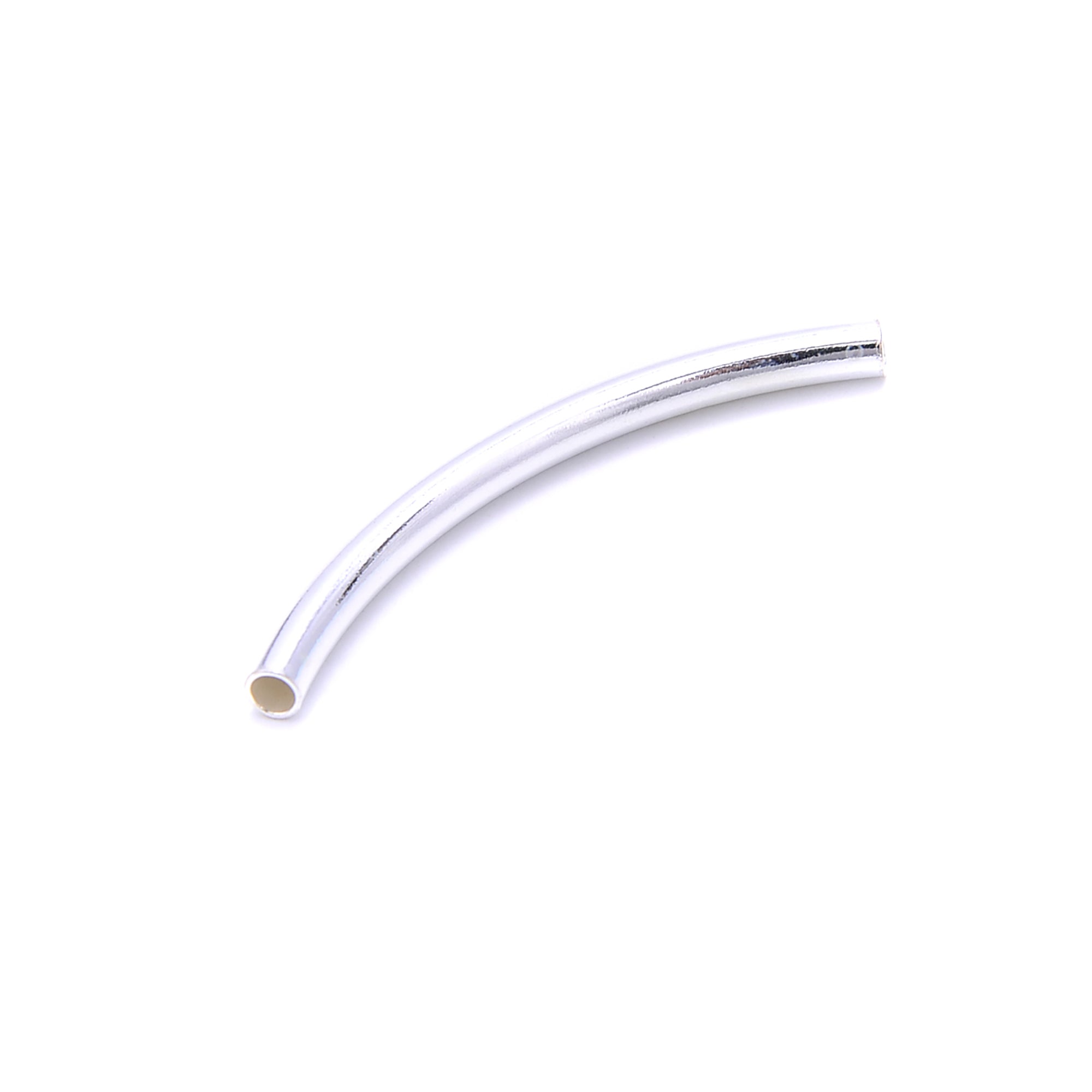 925 Sterling Silver Curved Tube Beads - 3x40mm (3 Pieces per Bag) for Jewelry Making, DIY Bracelets & Necklaces - High Quality Craft Supplies
