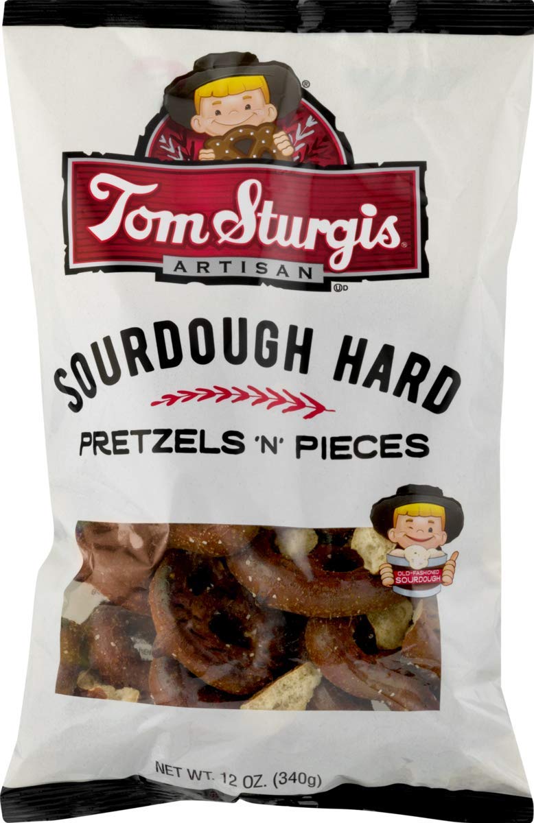 Tom Sturgis Sourdough Hard Pretzels 'N' Pieces - 12 oz. Bags (Pack of 4) | Crunchy Snack for Parties, Road Trips & Healthy On-the-Go Eating