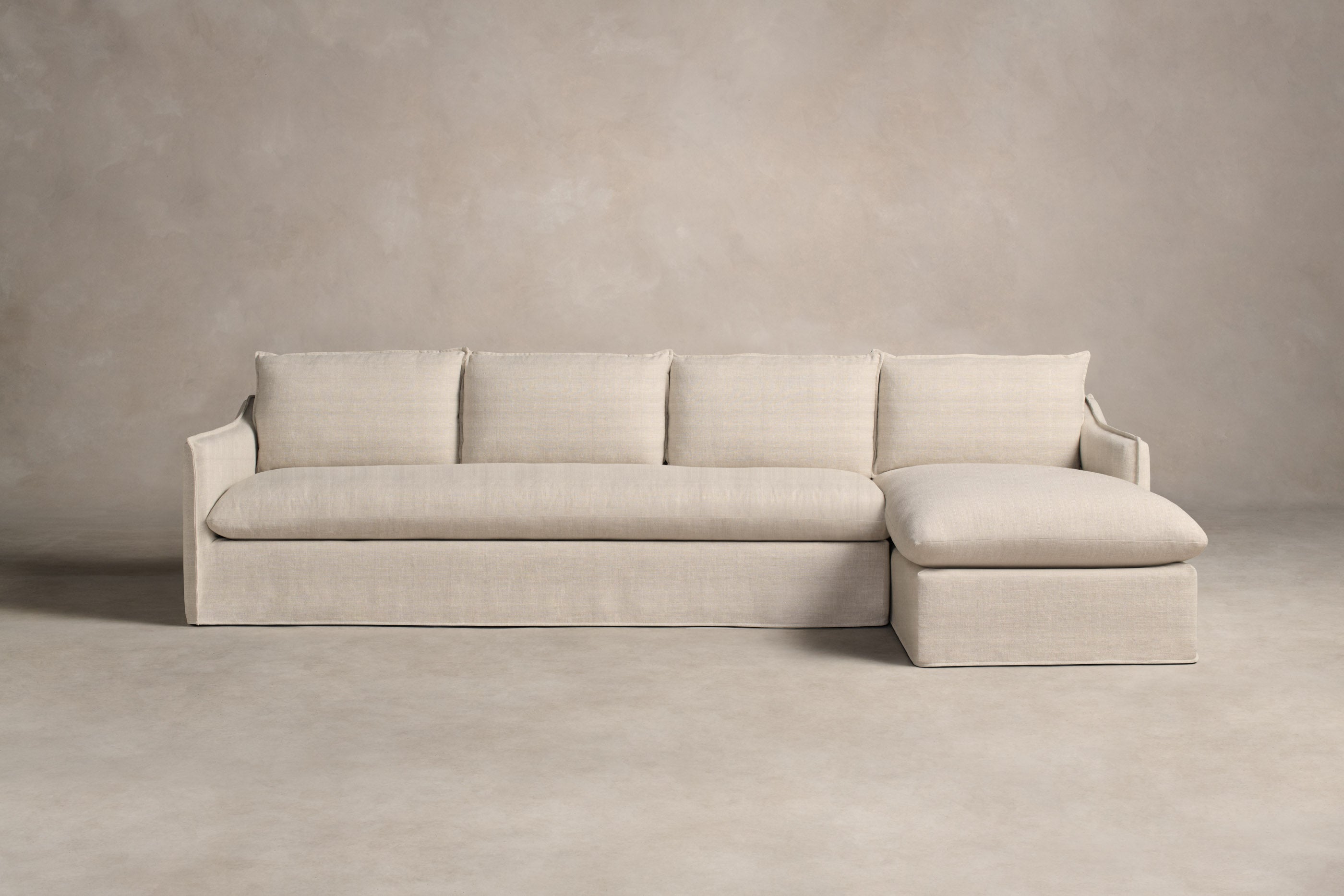 Dune Sectional Sofa - Performance Woven Chenille Fabric in Desert Color | Modern Living Room Furniture for Home Theater & Family Gatherings