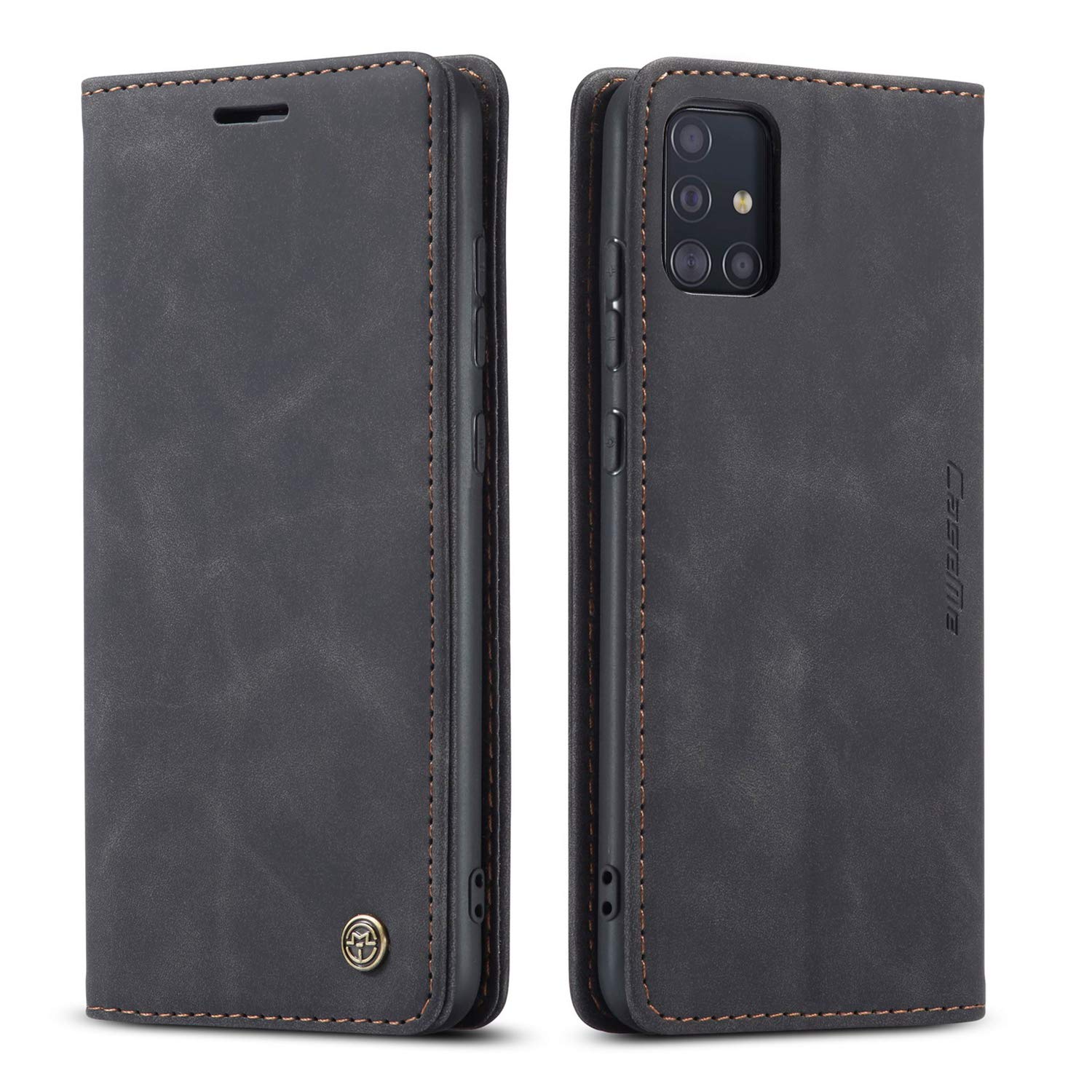 Samsung Galaxy A51 5G Leather Wallet Case with Card Holder & Kickstand - Magnetic Flip Cover for 6.5 Inch Phone (Black) | Perfect for Work, Travel & Daily Protection