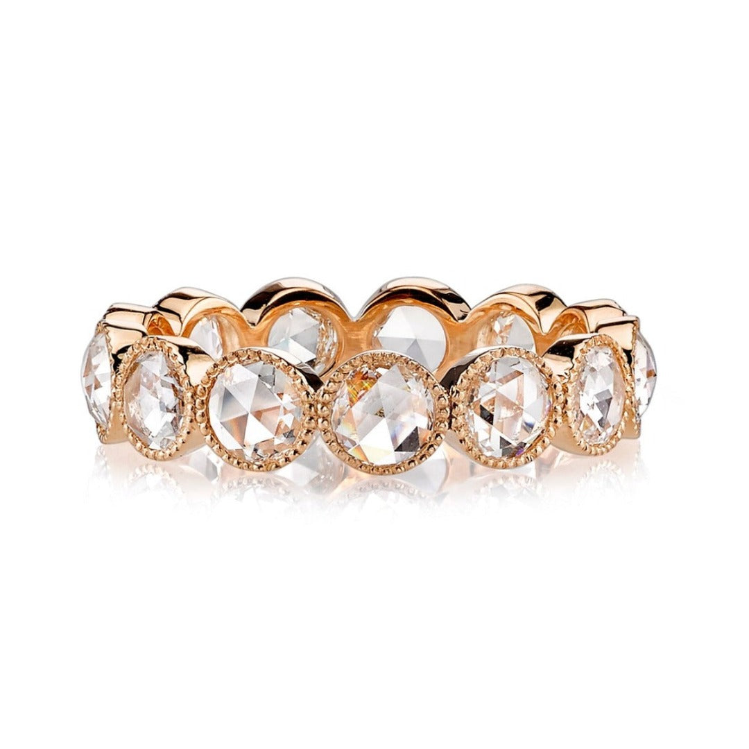 18K Rose Gold Single Stone Gabby Band Ring - Elegant Rose Cut Design for Women, Perfect for Weddings, Anniversaries & Special Occasions