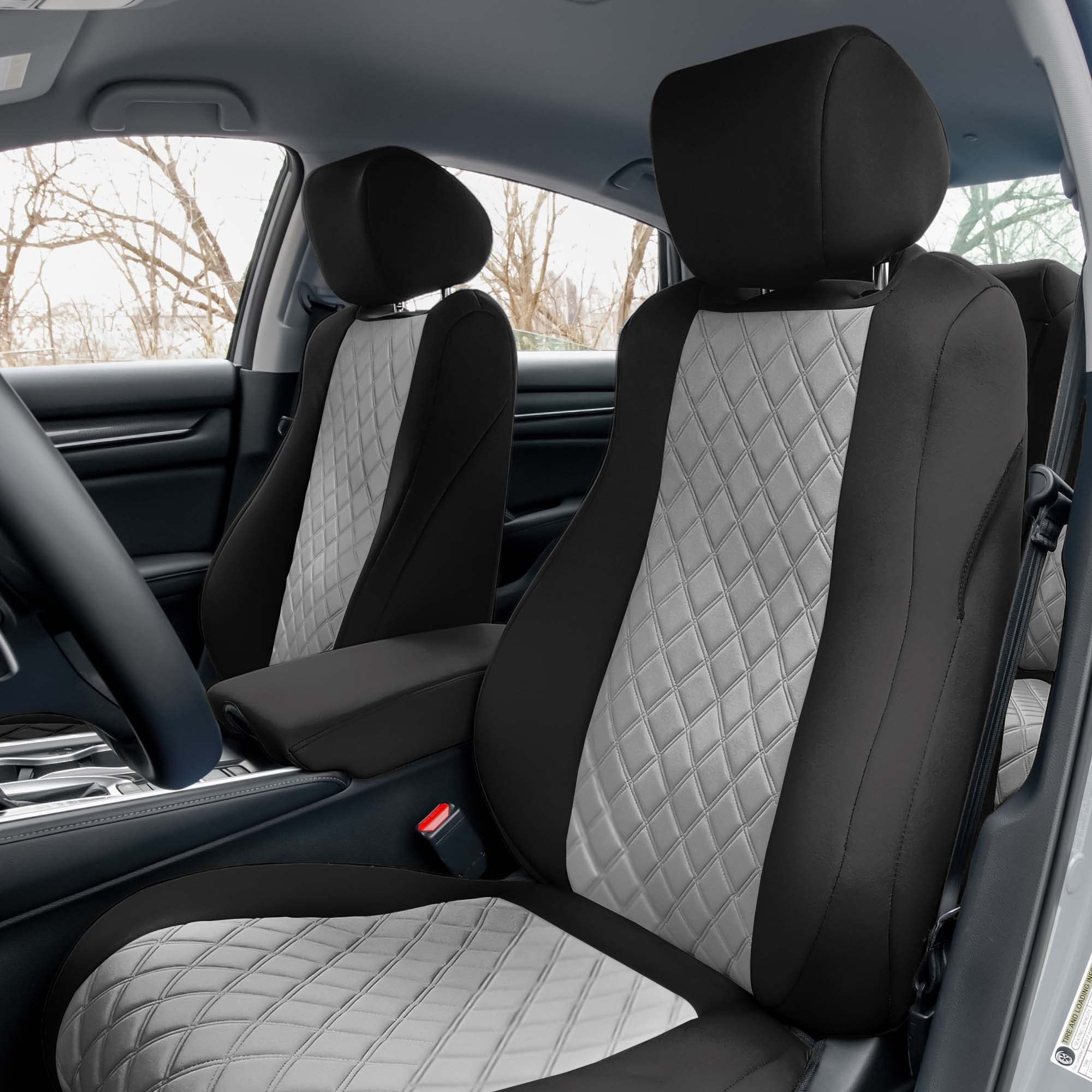 FH Group Custom Fit Seat Covers for 2018-2022 Honda Accord (Touring/Sport/EX/EX-L) - Waterproof Neoprene Front Seat Covers Set in Gray - Perfect for Daily Commuting, Road Trips & Car Protection