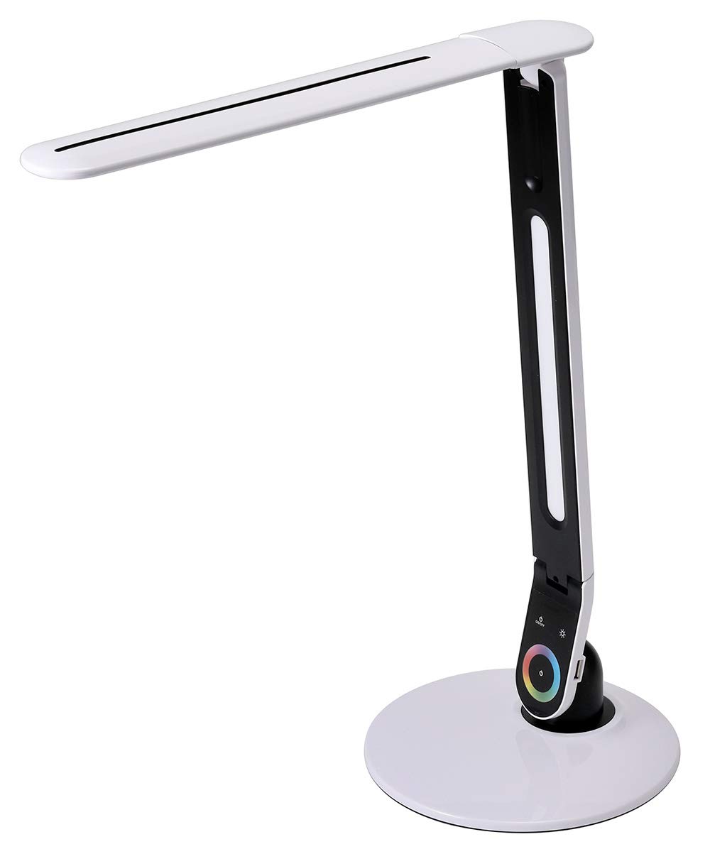 Color Changing LED Desk Lamp with USB Port - Dimmable RGB Light for Home Office, Gaming & Study (VLED1605) - Adjustable Brightness & 16 Million Colors - Perfect for Work, Reading & Night Light