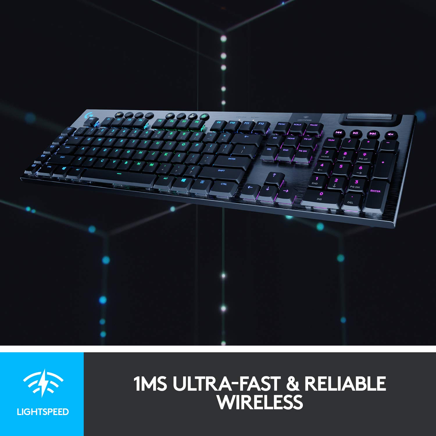 Logitech G915 Wireless Mechanical Gaming Keyboard (Tactile) - Black (Renewed) | Low-Profile GL Switches, LIGHTSYNC RGB, 30+ Hour Battery | Perfect for PC Gaming, Streaming & Office Work