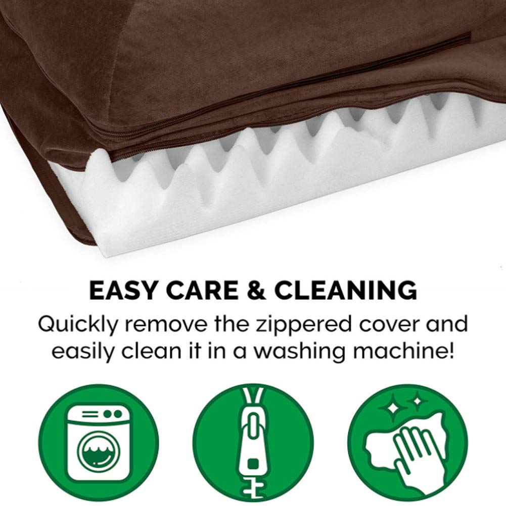 Premium Orthopedic Dog Bed - Large L-Shaped Chaise Lounge Sofa Style Pet Crate Mat with Removable Washable Cover (Coffee) - Perfect for Living Room Corner, Bedroom & Pet-Friendly Spaces - Ideal for Medium to Large Dogs