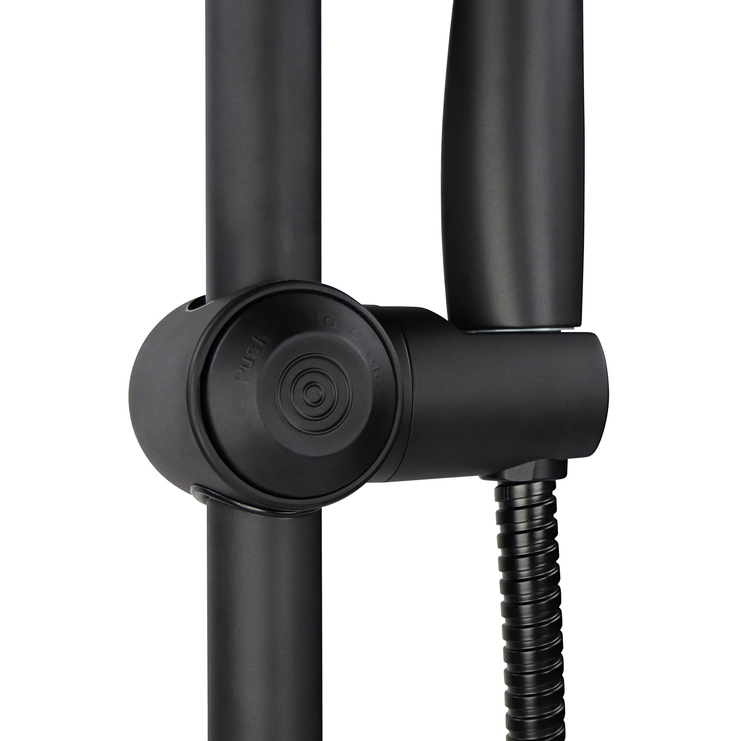 Empire Faucets Matte Black Shower Slide Bar & Adjustable Shower Head Combo - Vertical Shower System for RV, Camping, Tiny Homes & Small Bathrooms - Perfect for Mobile Living & Space-Saving Solutions