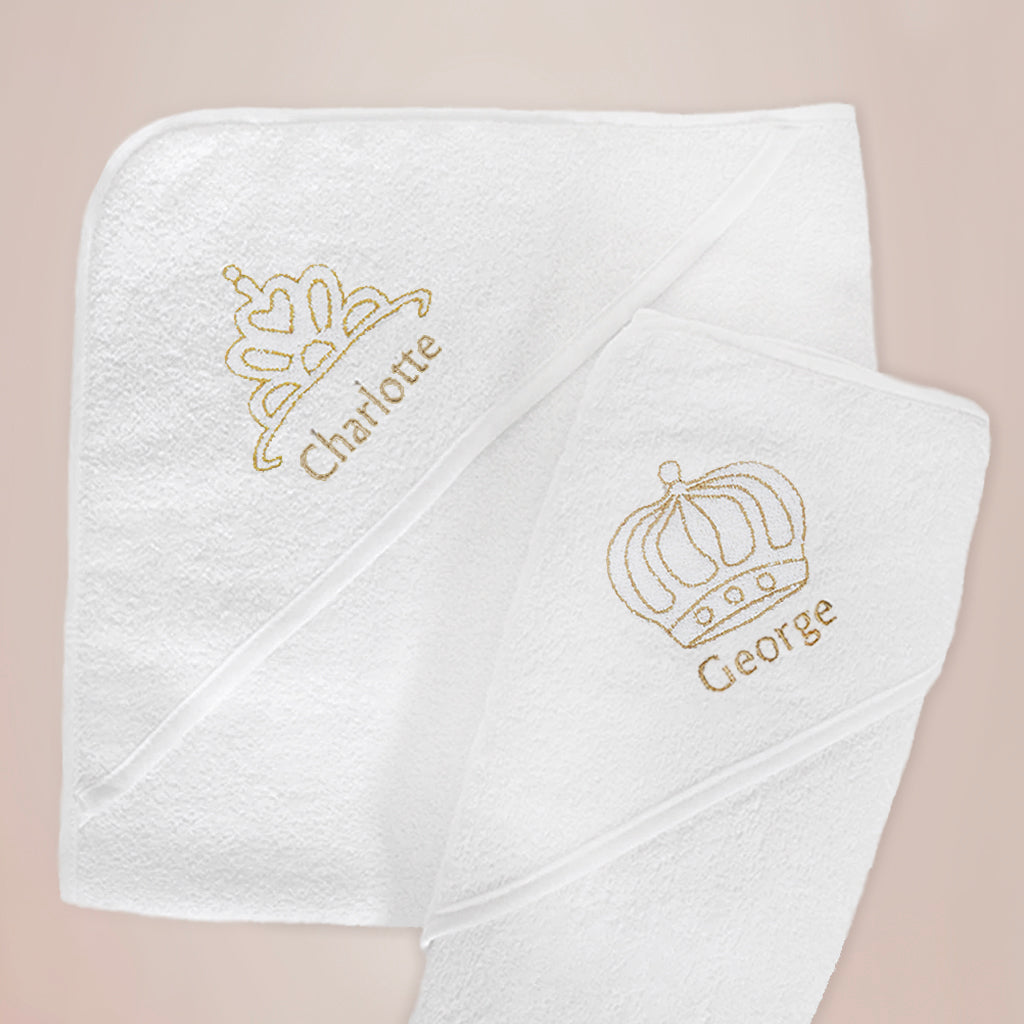 Personalized Royal Hooded Baby Towel - Soft & Absorbent Newborn Bath Towel with Custom Name - Perfect for Baby Showers, Bath Time & Photo Shoots