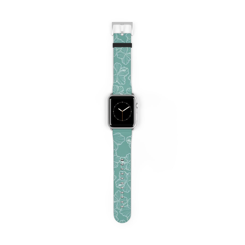 Premium Teal Hibiscus Watch Band - Stylish & Durable Replacement Strap for Apple Watch, Fitbit & Samsung - Perfect for Workouts, Casual Wear & Outdoor Activities