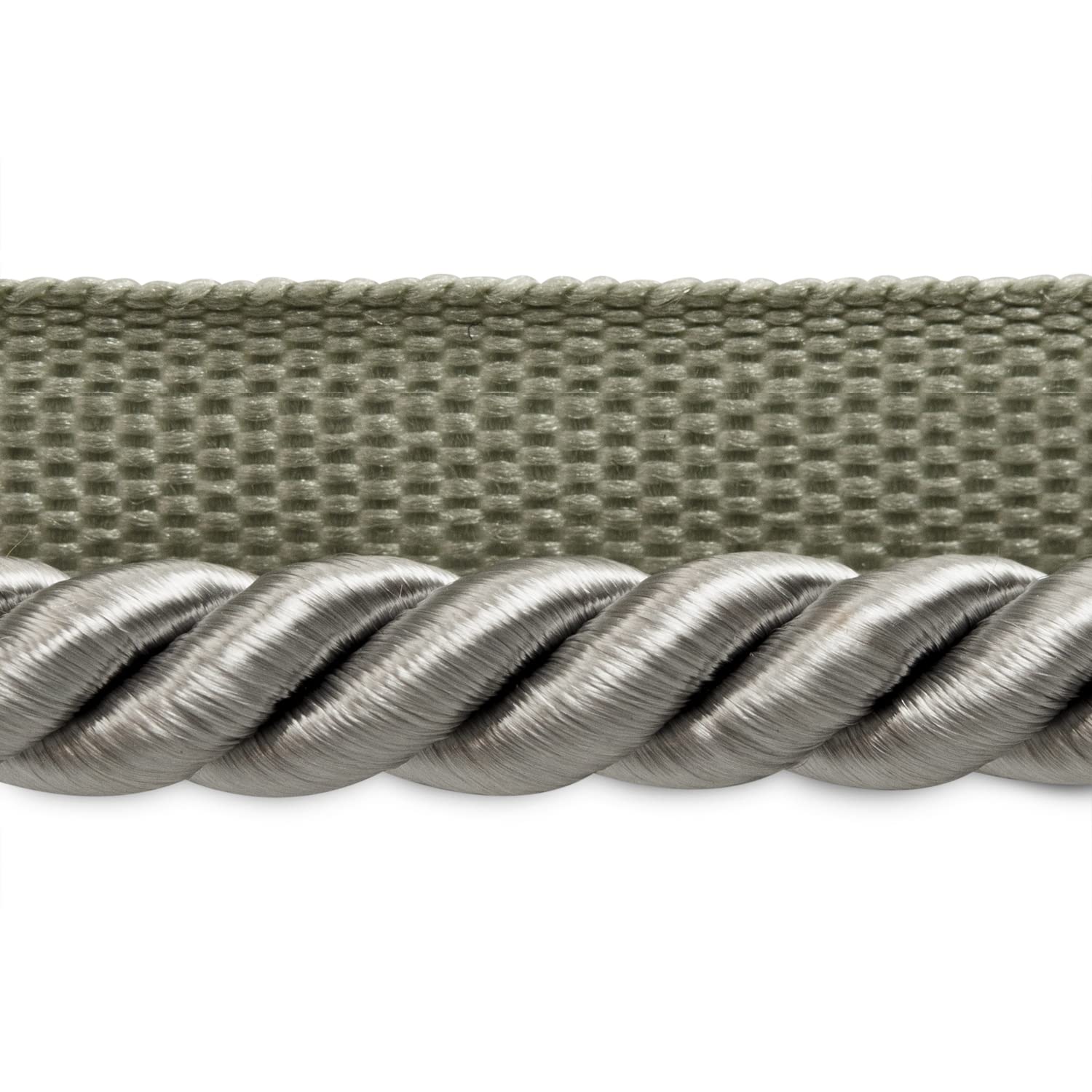 Emmerson 1/4 Inch Twisted Lip Cord Trim - Premium DIY Craft Trim for Picture Frames, Home Decor & Fashion Accessories - 10 Yard Light Gray Cord - Perfect for Sewing Projects, Upholstery & Scrapbooking