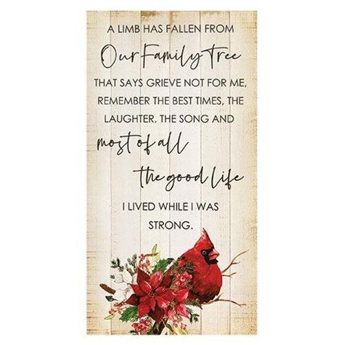 Fallen Limb Cardinal Sign - Outdoor Garden Decoration for Yard, Patio & Lawn Decor