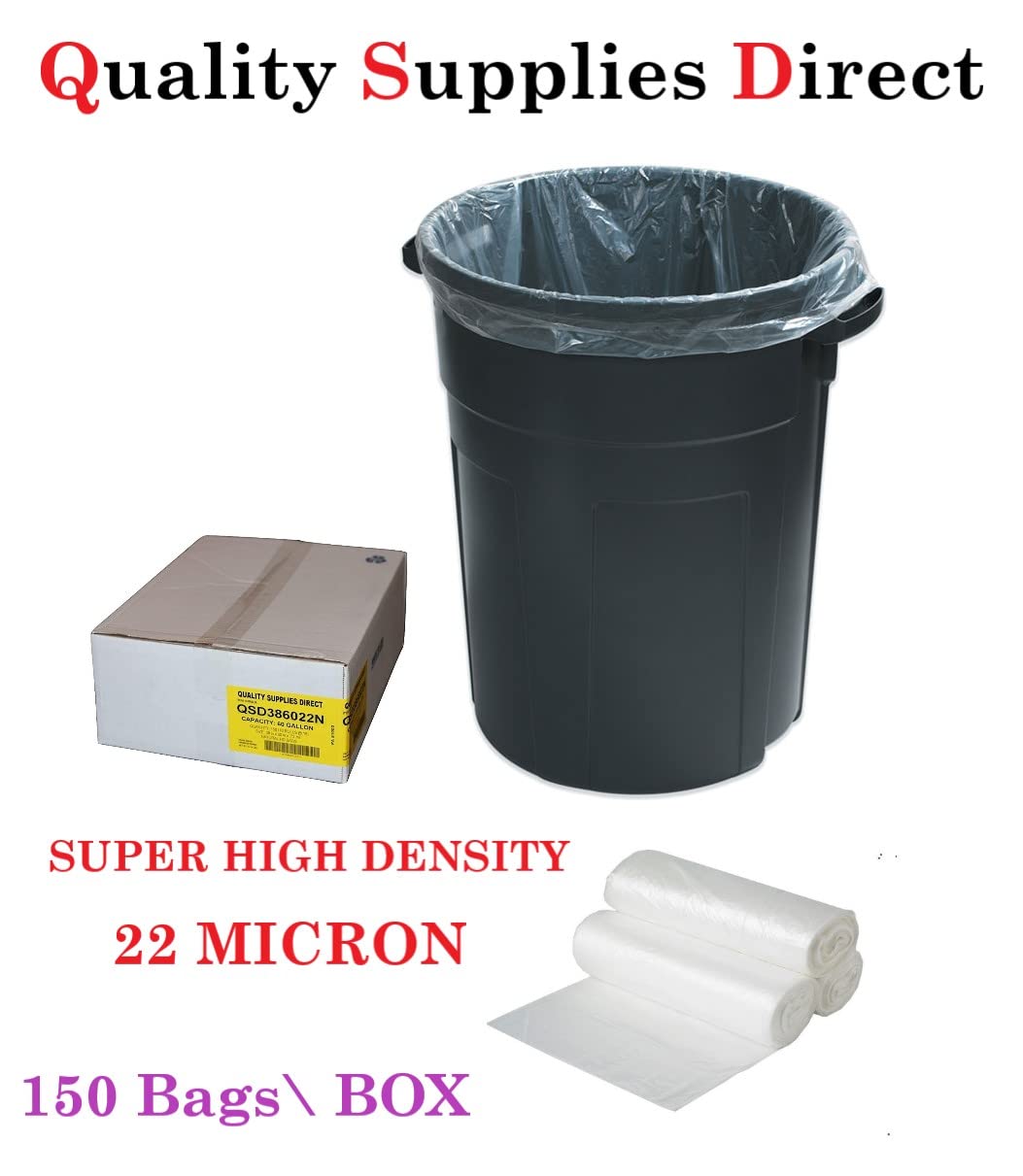 Clear Heavy Duty Trash Bags 55-60 Gallon, 38