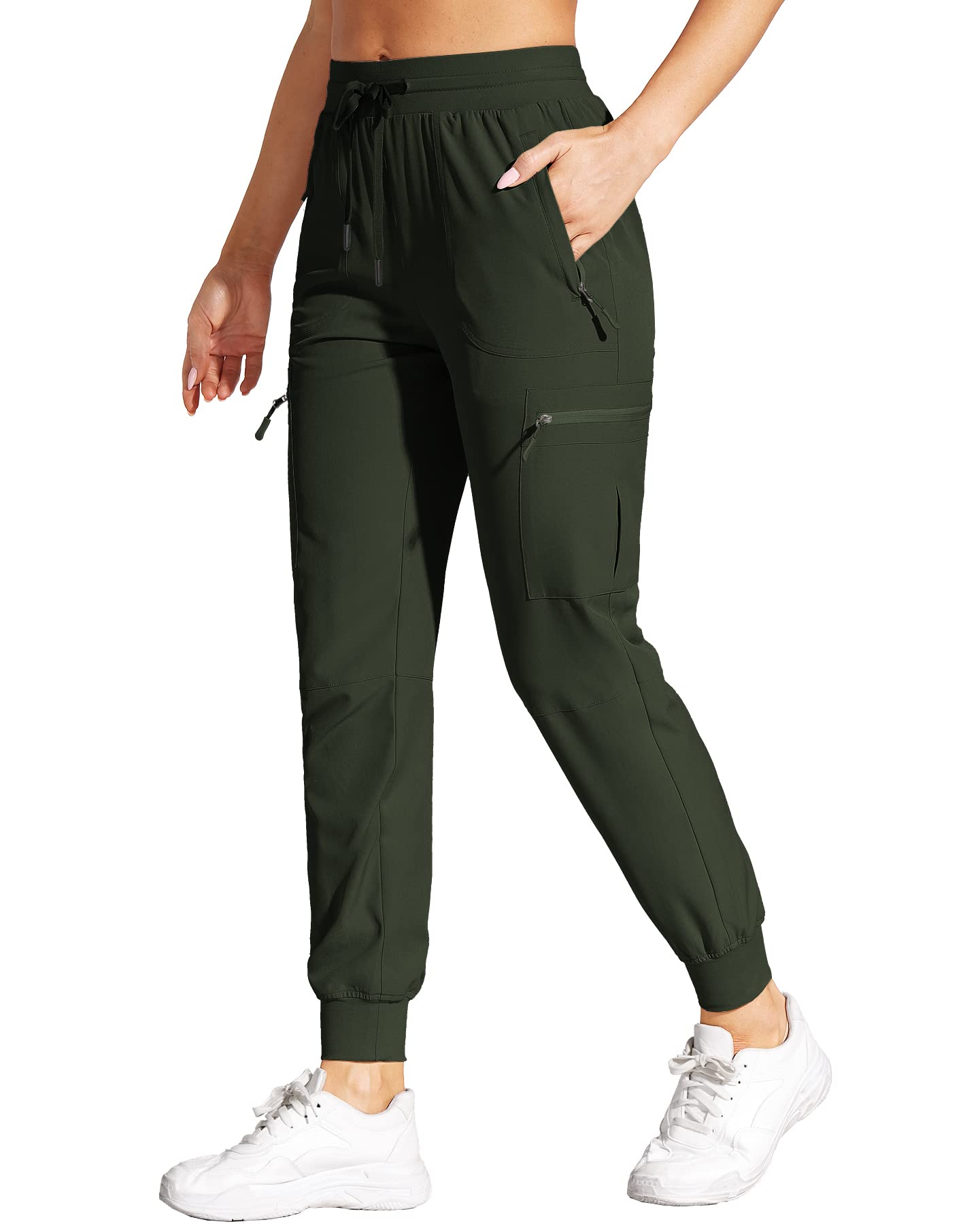Women's Cargo Joggers - Lightweight Quick-Dry Hiking Pants with Zipper Pockets | Water-Resistant Travel & Casual Pants for Outdoor Adventures, Gym & Everyday Wear