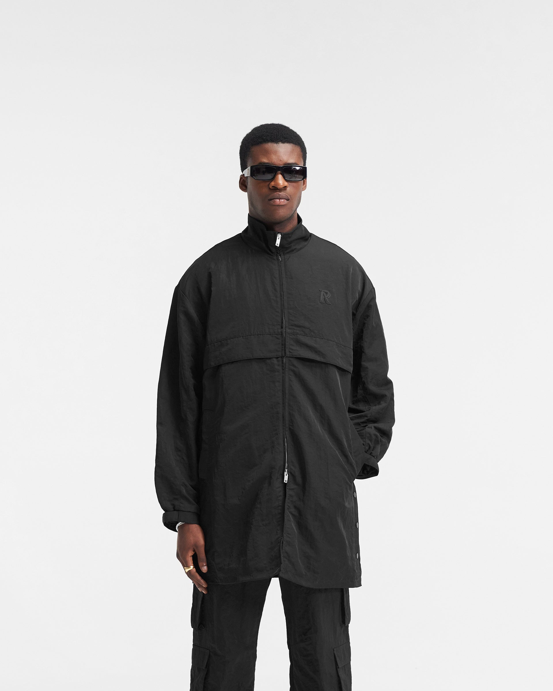 Men's Black Track Overcoat - Stylish Winter Coat for Running, Hiking & Outdoor Activities