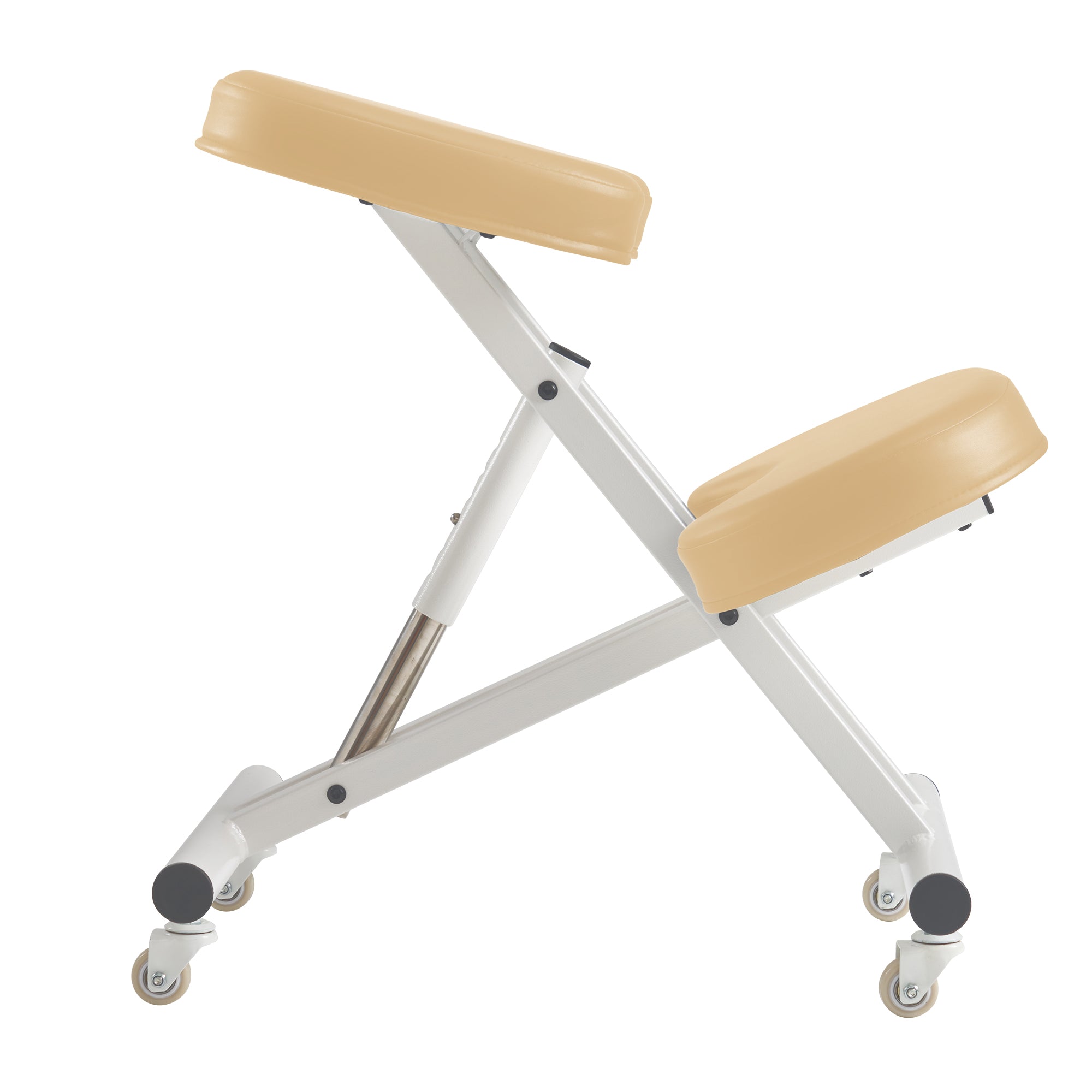 Ergonomic Metal Foldable Kneeling Chair for Office & Home - Posture Correction Stool with Adjustable Height | Improves Sitting Posture & Back Pain Relief | Perfect for Work, Study & Meditation (Cream/Black Options)