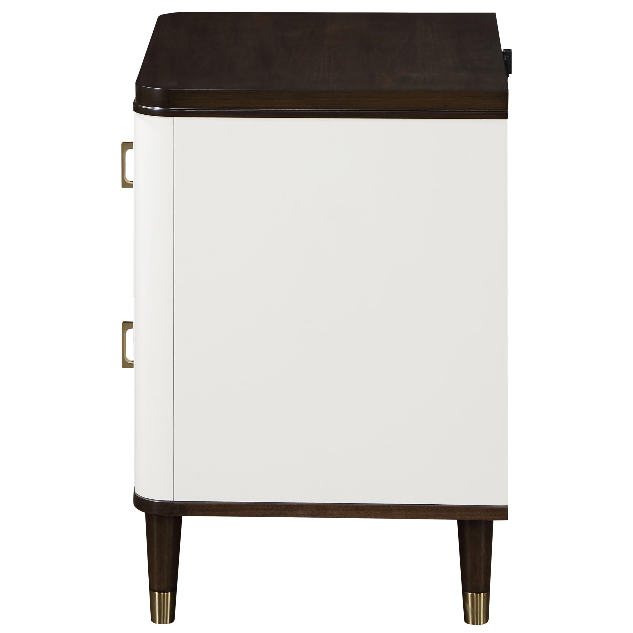 Acme Carena Wooden 2-Drawer Nightstand with USB Charging Port - White & Brown Finish - Perfect for Bedroom, Living Room, or Office Storage